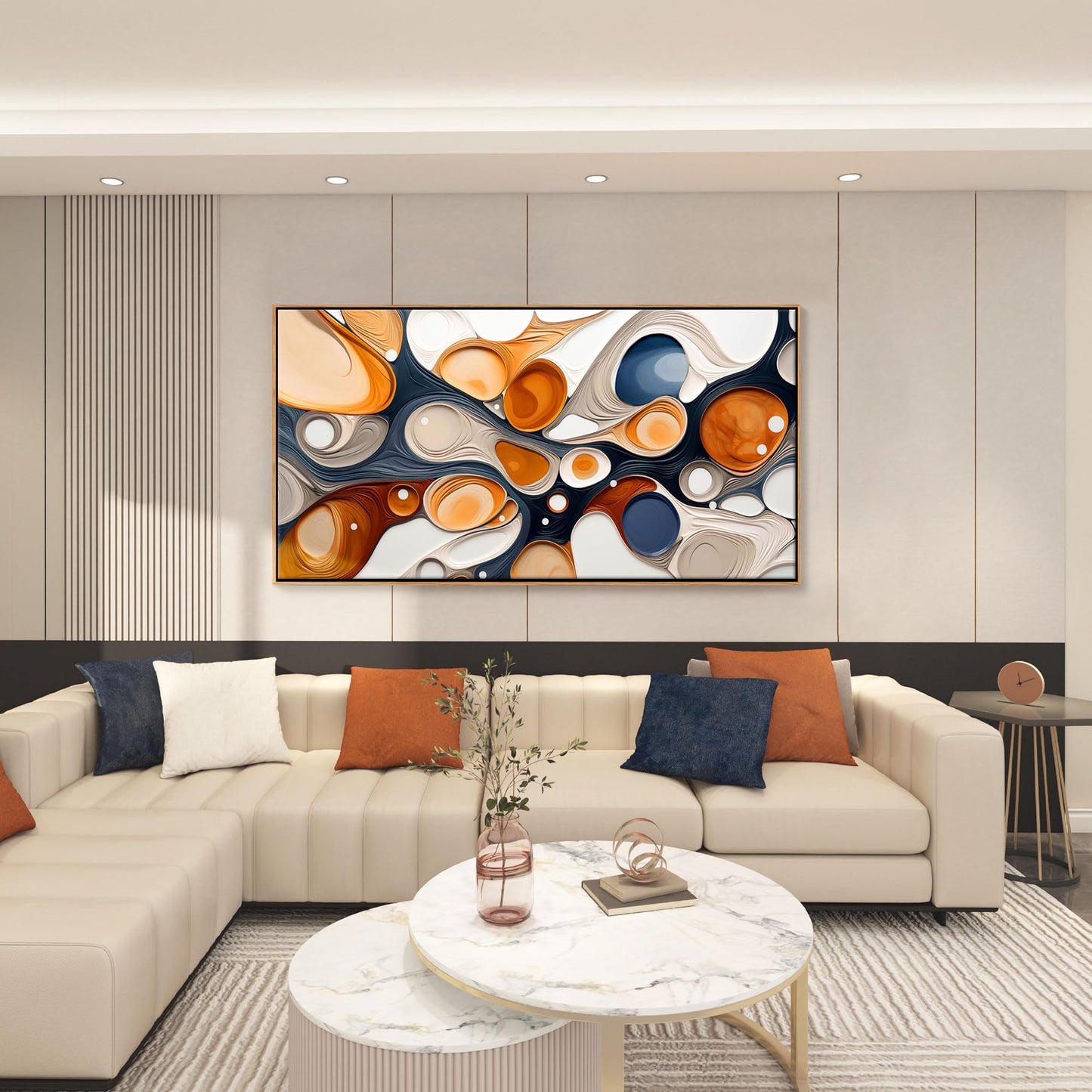 XLSJERST Wall Art for Living Room - Elegant Curves Abstract Wall Art Modern Lightness for Office Wall Decor Adorned with an Exquisite Frame for a Touch of Sophistication