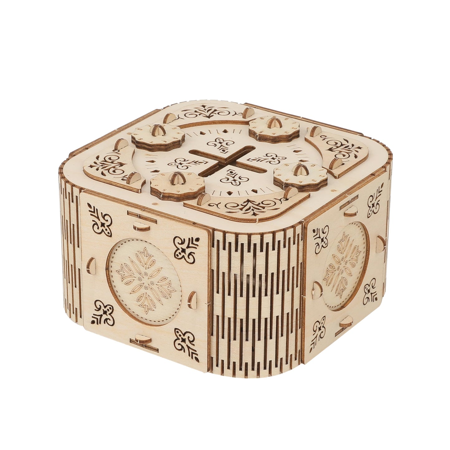 3D Wooden Puzzle Treasure Box Kit with Working Combination Lock and Secret Compartment, Laser-Cut Mechanical Model Craft, DIY Brain Teaser Gift for Adults, Teens and Kids Ages 6 and Up