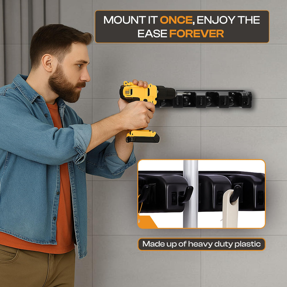 ABS Plastic Broom Holder Wall Mount