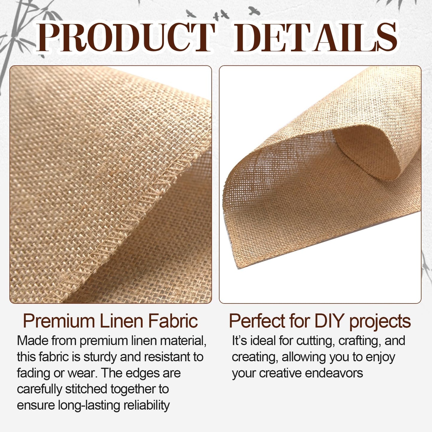 TANEMUDO 12 Pcs Burlap Squares 20 x 20'' Natural Burlap Fabric Multipurpose Placemats for Table Decorations Wedding Centerpiece Farmhouse Gardening Crafts Kitchen