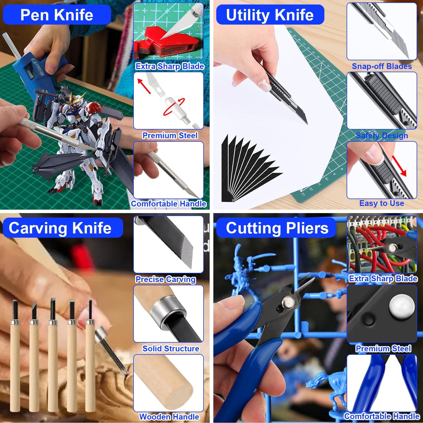 Gundam Tool Kit, 170 Pcs Professional Model Tool Kit for Gundam, Model Kit Tools with Decals Sticker Operated Box, Gunpla Tool Kits for Adults, Model Building Tools Hobby Tools for Repairing Painting