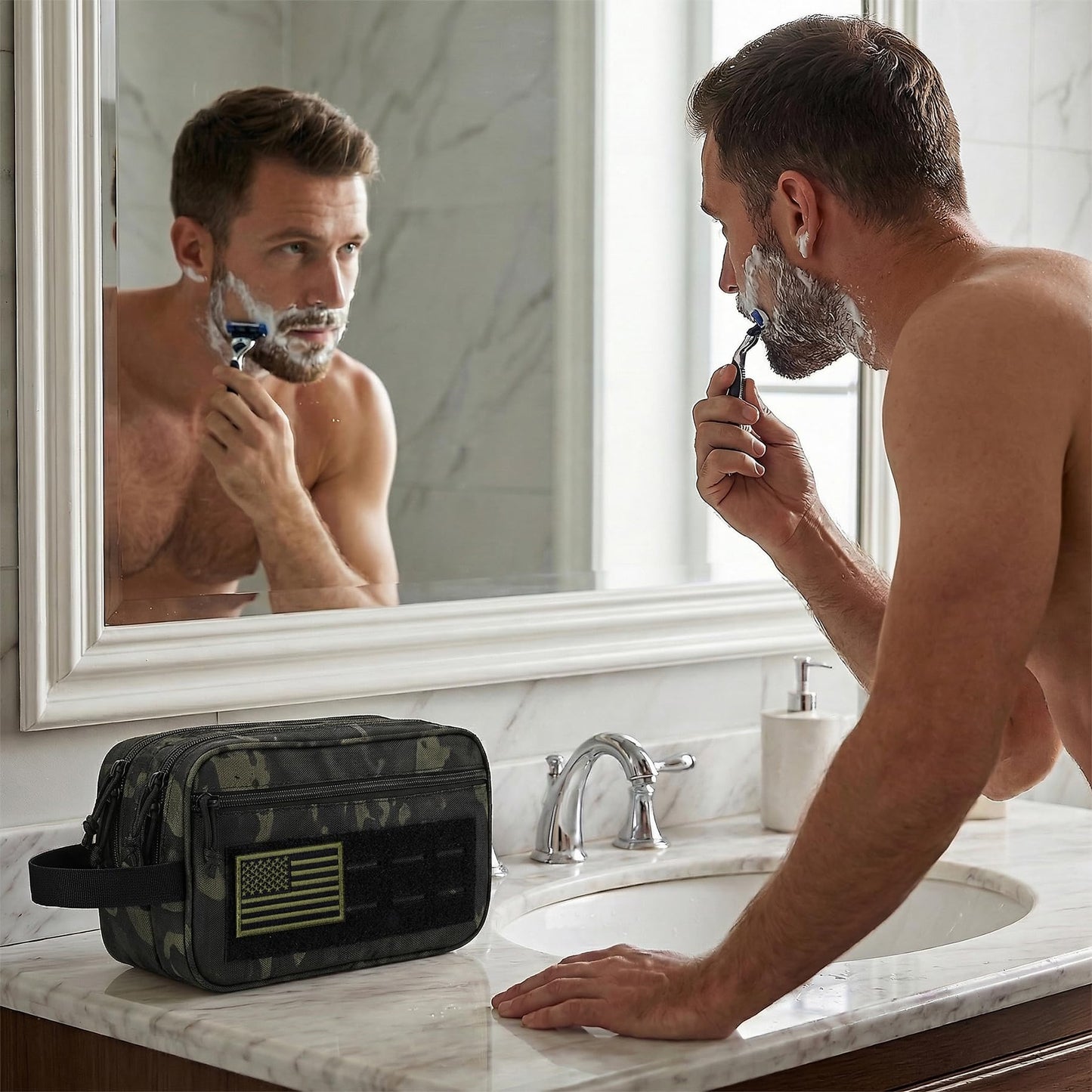 IronSeals Tactical Toiletry Bag Men Hygiene Bag Travel shower Bag EDC Utility Molle Tool Pouch Mens Shaving Kit Bag