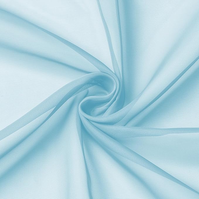 Aiyufeng 2 Pack: Basic Sky Blue Sheer Curtain Drapes 45 Inch Length 2 Panels for Living Room, Light Filtering Voile Drapes for Bedroom, Patio, Sliding Door, Each 42" W x 45" L