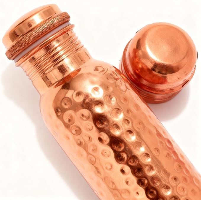 Pure Copper Water Bottle for Ayurvedic Health Benifit Pure Handmade Hammered Vessel for Drinking Heavy Duty & Leak-proof 34oz