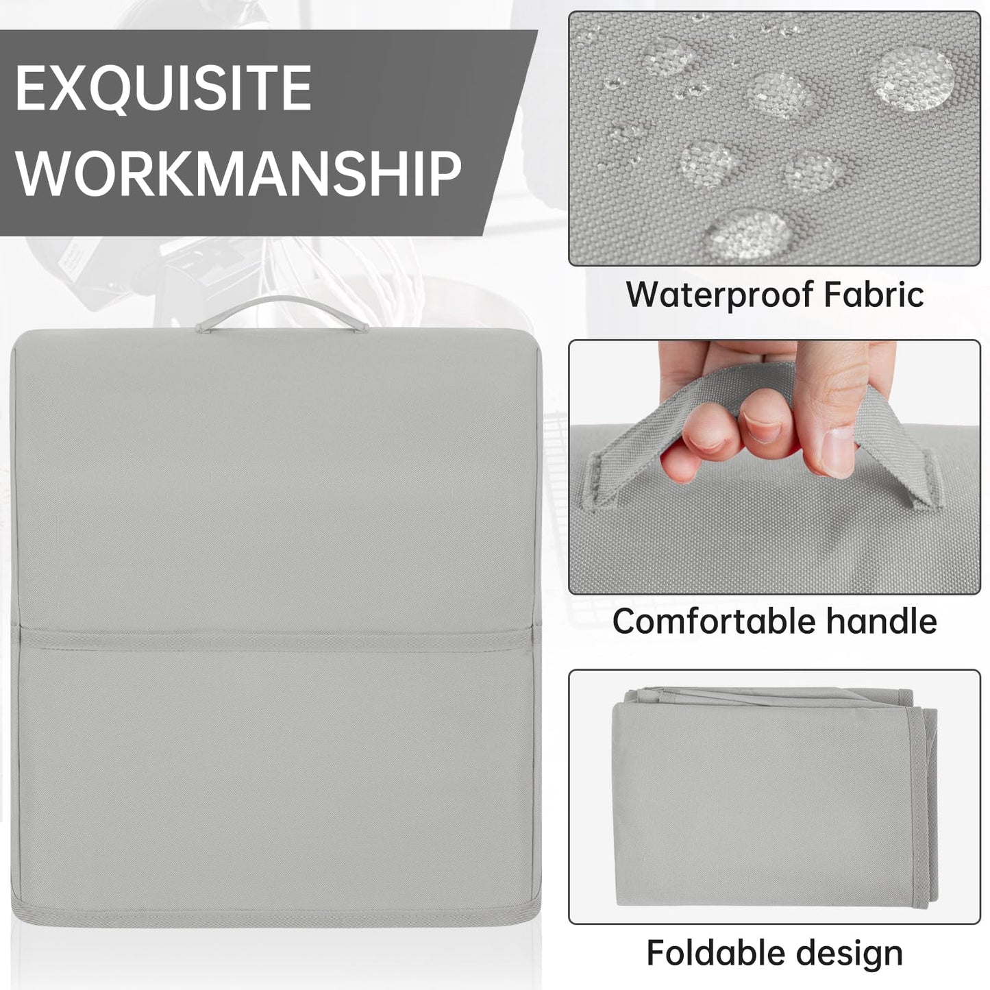 Freeamg Stand Mixer Dust Cover Compatible with Kitchenaid 4.5/5 Quart Water-resistant Kitchen Aid Mixer Cover with 3 Pockets and Handle (Grey)