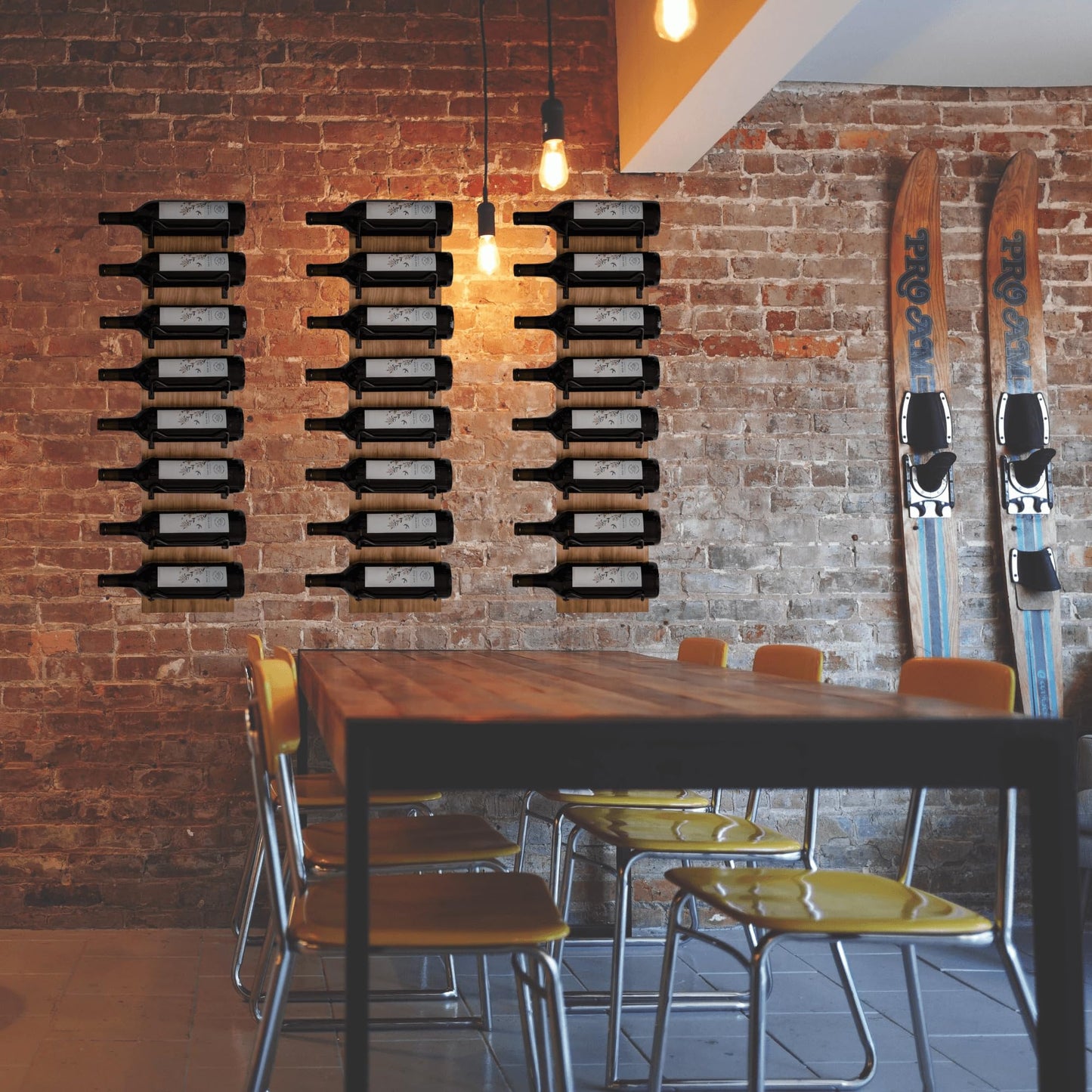 Blue River Goods Wine Rack Wall Mounted | Wooden Wall Wine Rack with 8 Bottle Storage and Matte Black Brackets | Wine Wall Rack with Rustic Finish | Perfect for Small Spaces