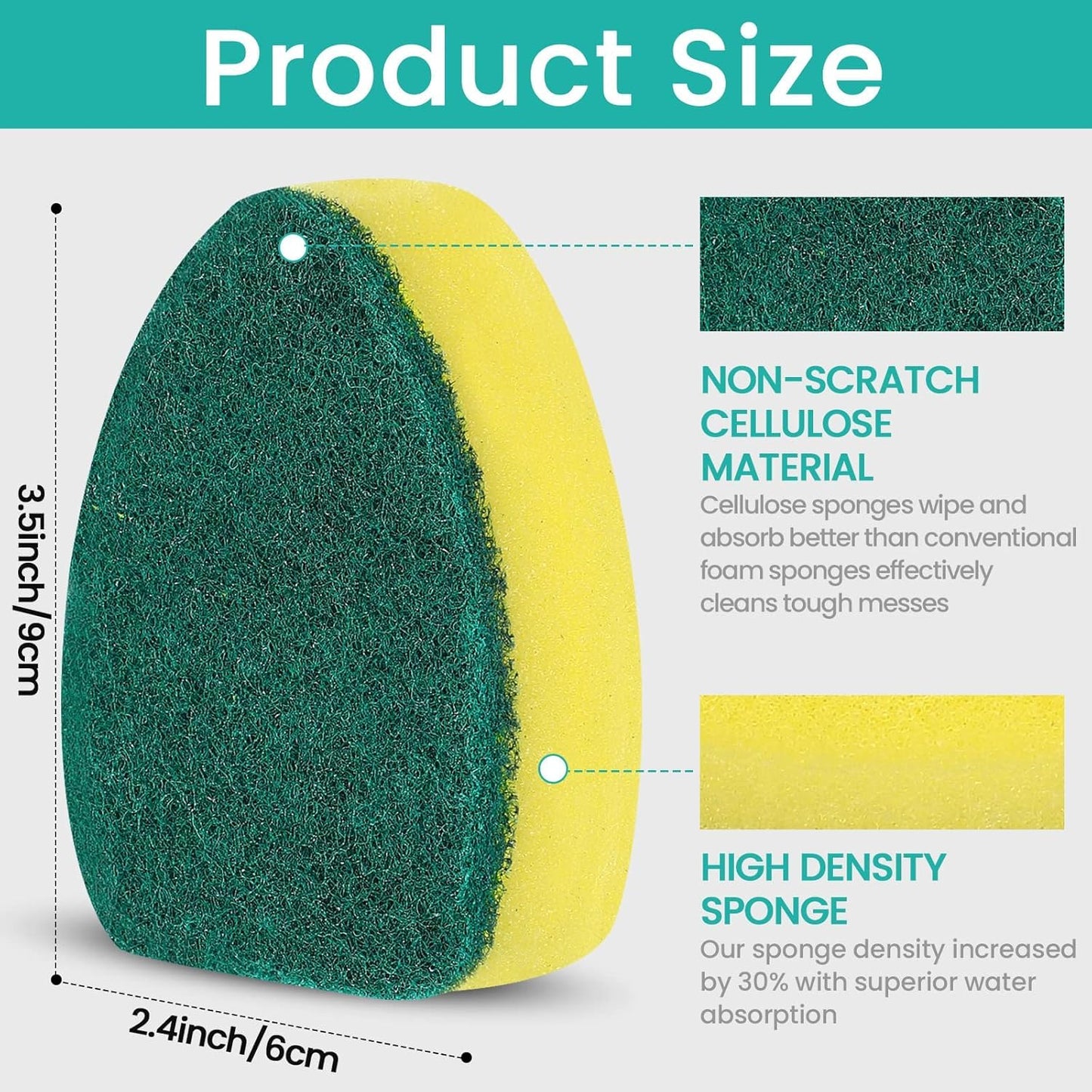 Dish Wand Sponge Refills, Dish Sponge with Handle, Dishwand Refills, Non Scratch Dish Wand Refill Replacement Pack, Dish Scrubber with Handle Kitchen Dishwand Pads with Soap Dispenser for Cleaning
