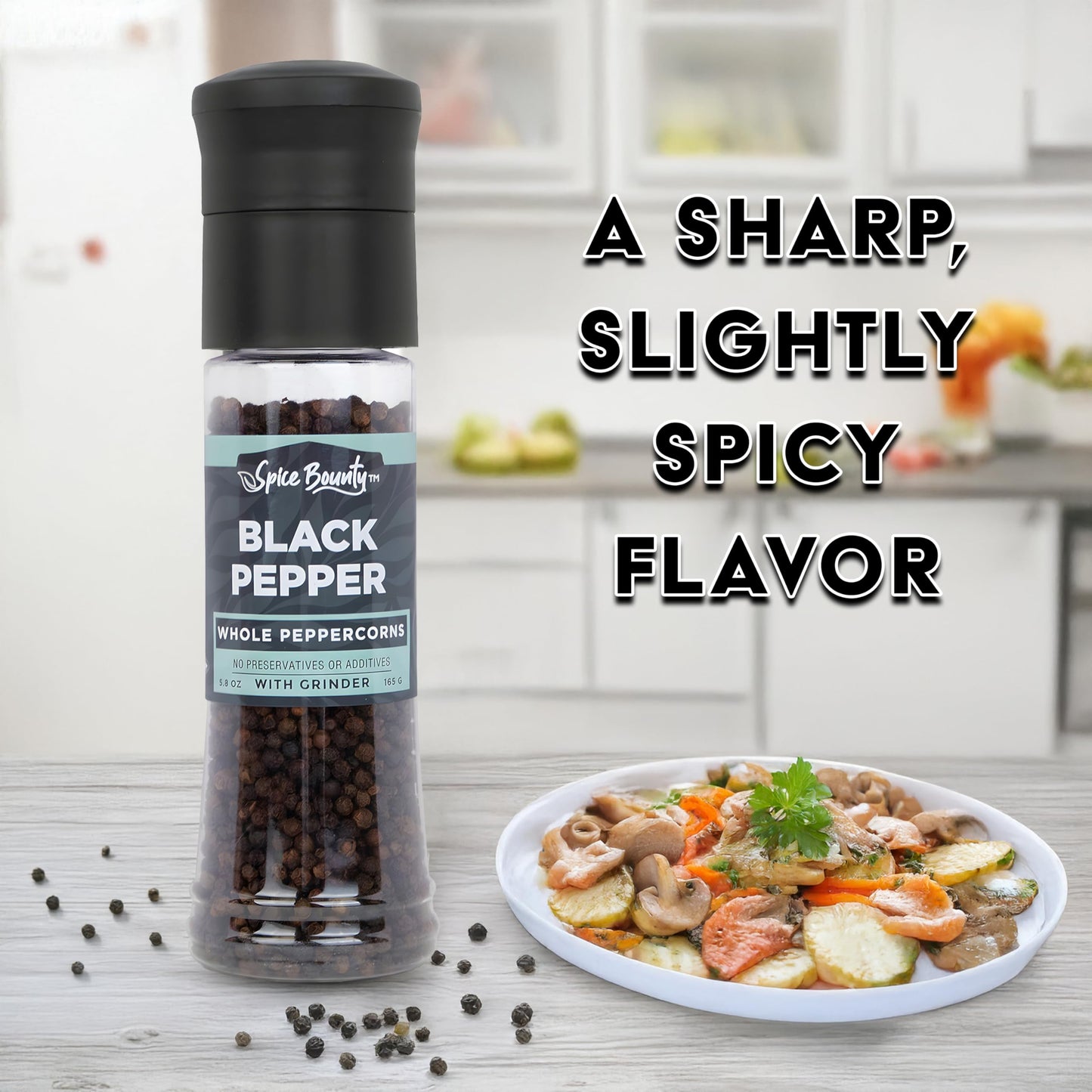 Spice Bounty Pink Himalayan Salt 12.9 oz and Whole Black Pepper 5.8 oz Grinder Set – Coarse Salt and Peppercorns with Adjustable Grinders – Gourmet Seasoning Duo for Cooking & Table Use