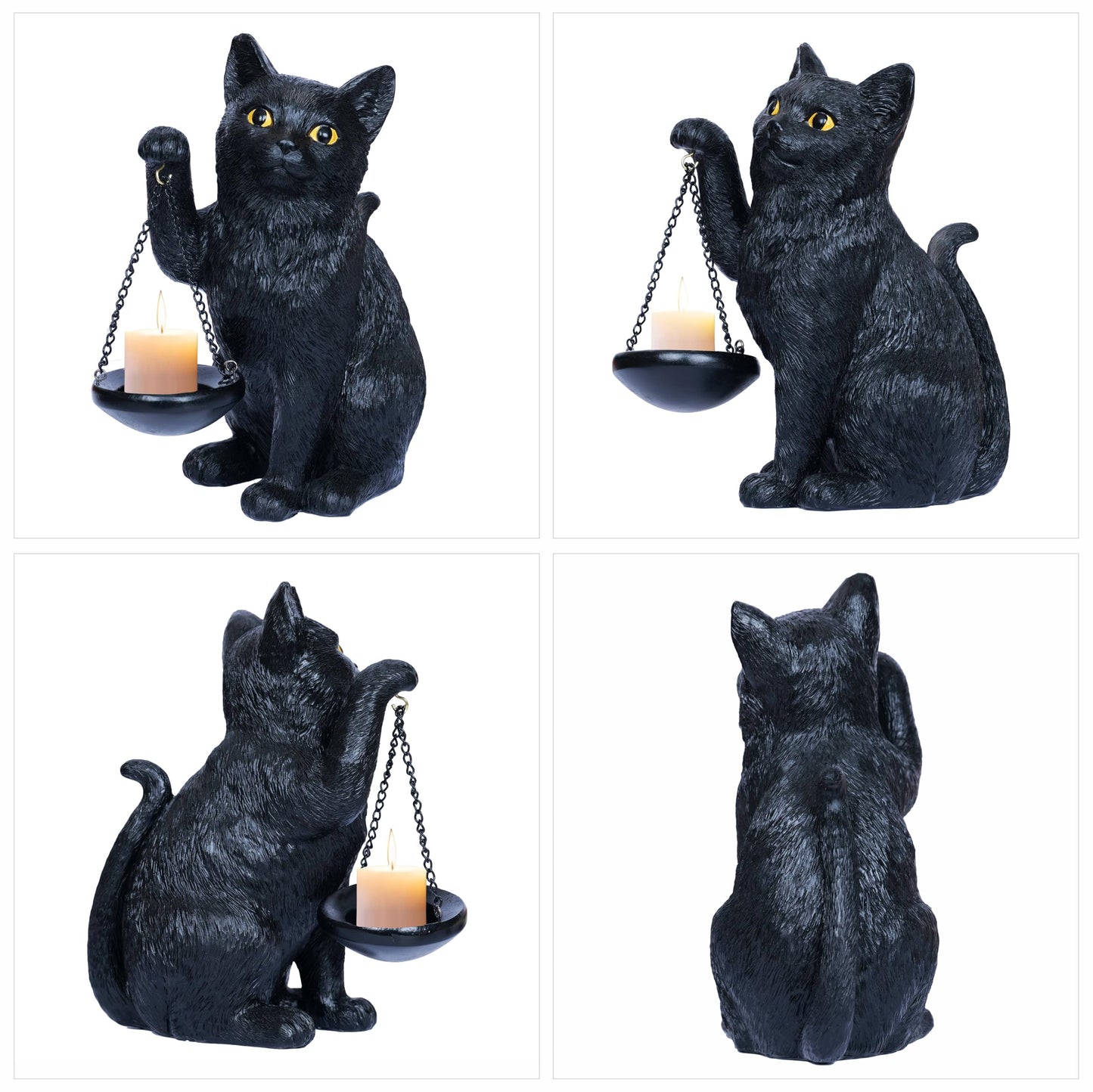 Gothic Black Cat Lamp with Tealight Candle Holder Cat Statue Halloween Decorations Indoor Gothic Home Decor for Living Room Tabletop Shelf Bedroom Unique Goth Witchy Gifts Decor