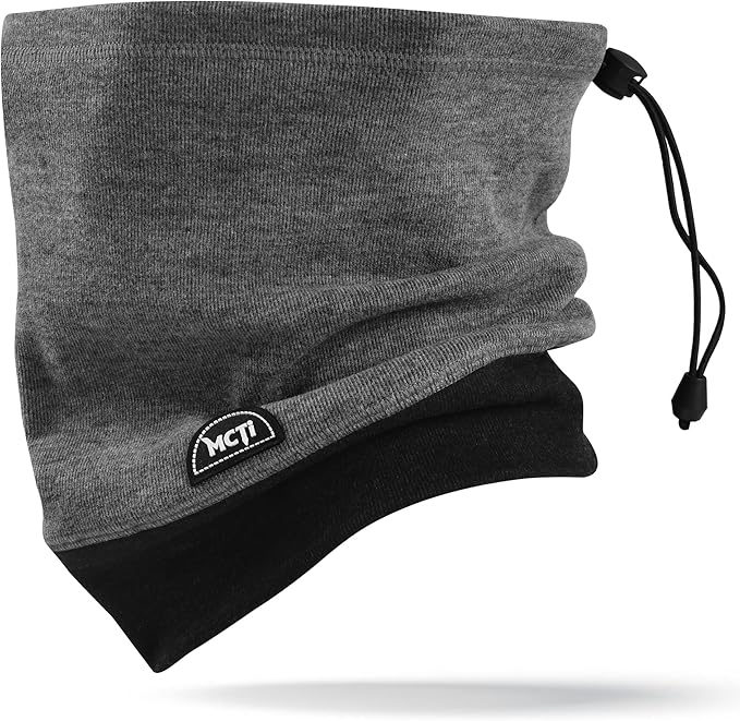 MCTi Neck Gaiter Warmer Winter Fleece Scarves Beanie Hat for Skiing Cycling Elastic Closure