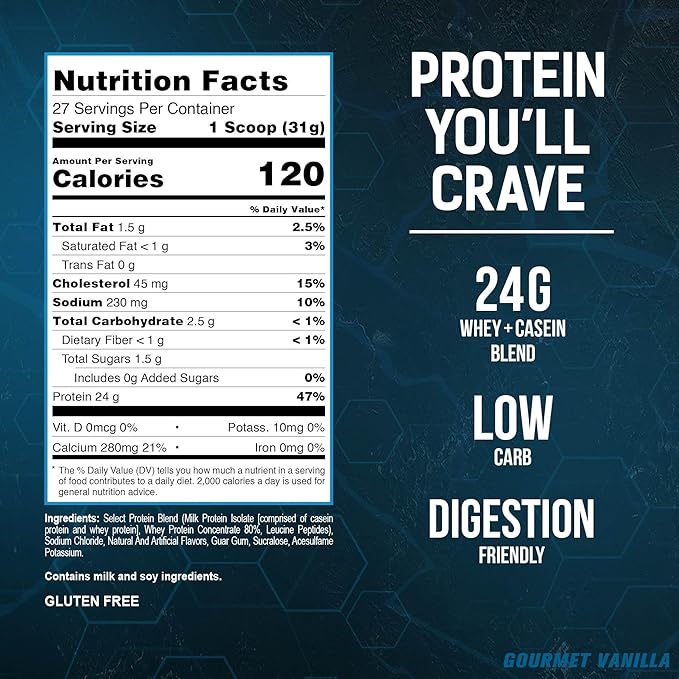 PEScience Select Low Carb Protein Powder, Gourmet Vanilla, 27 Serving, Whey and Casein Blend, Keto Friendly, Gluten Free, Best Tasting, Clean Isolate for Women and Men