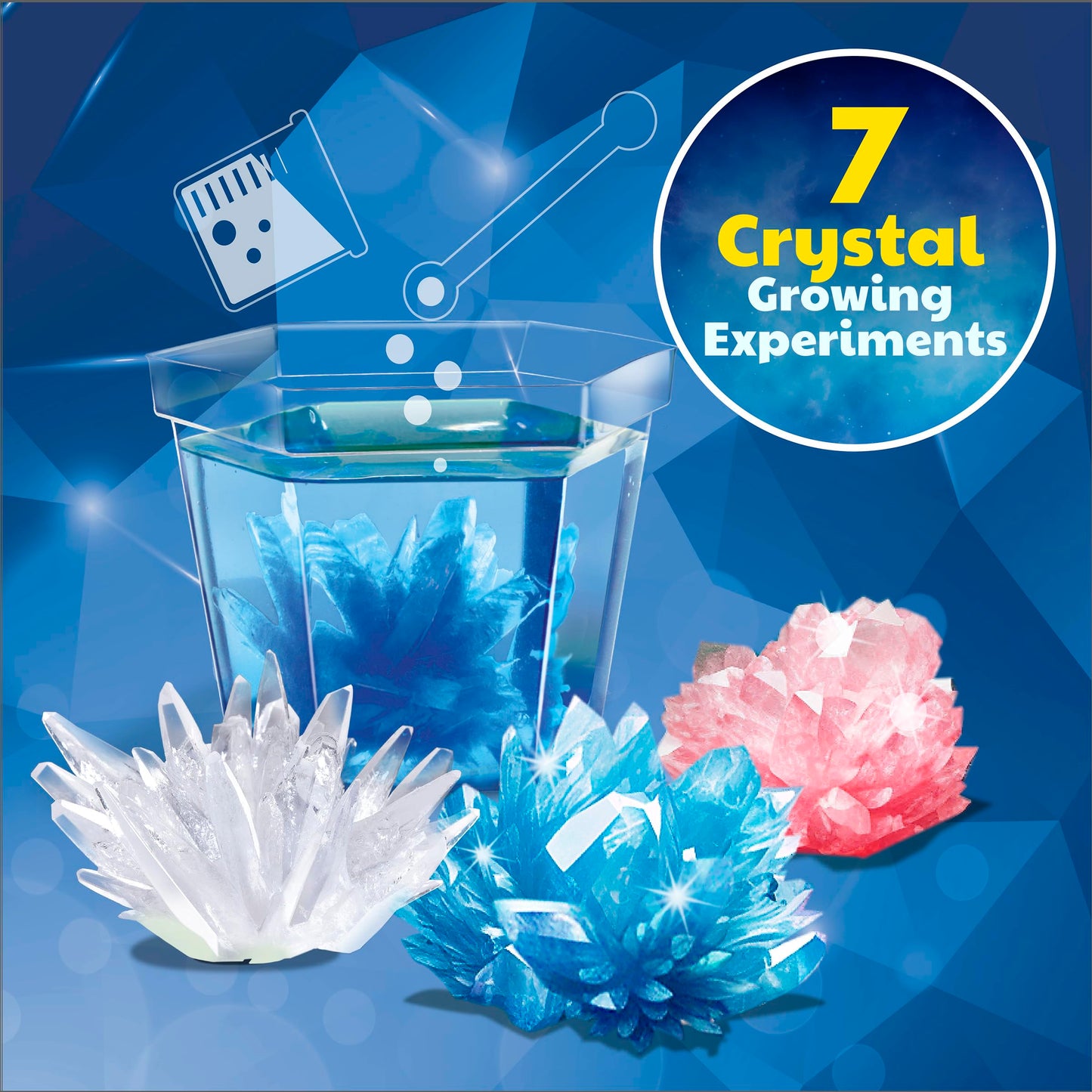 4M 7 Crystal Growing Science Experimental Kit with Display Cases - Easy DIY STEM Toy Lab Experiment Specimens, Educational Gift for Kids, Teens, Boys & Girls