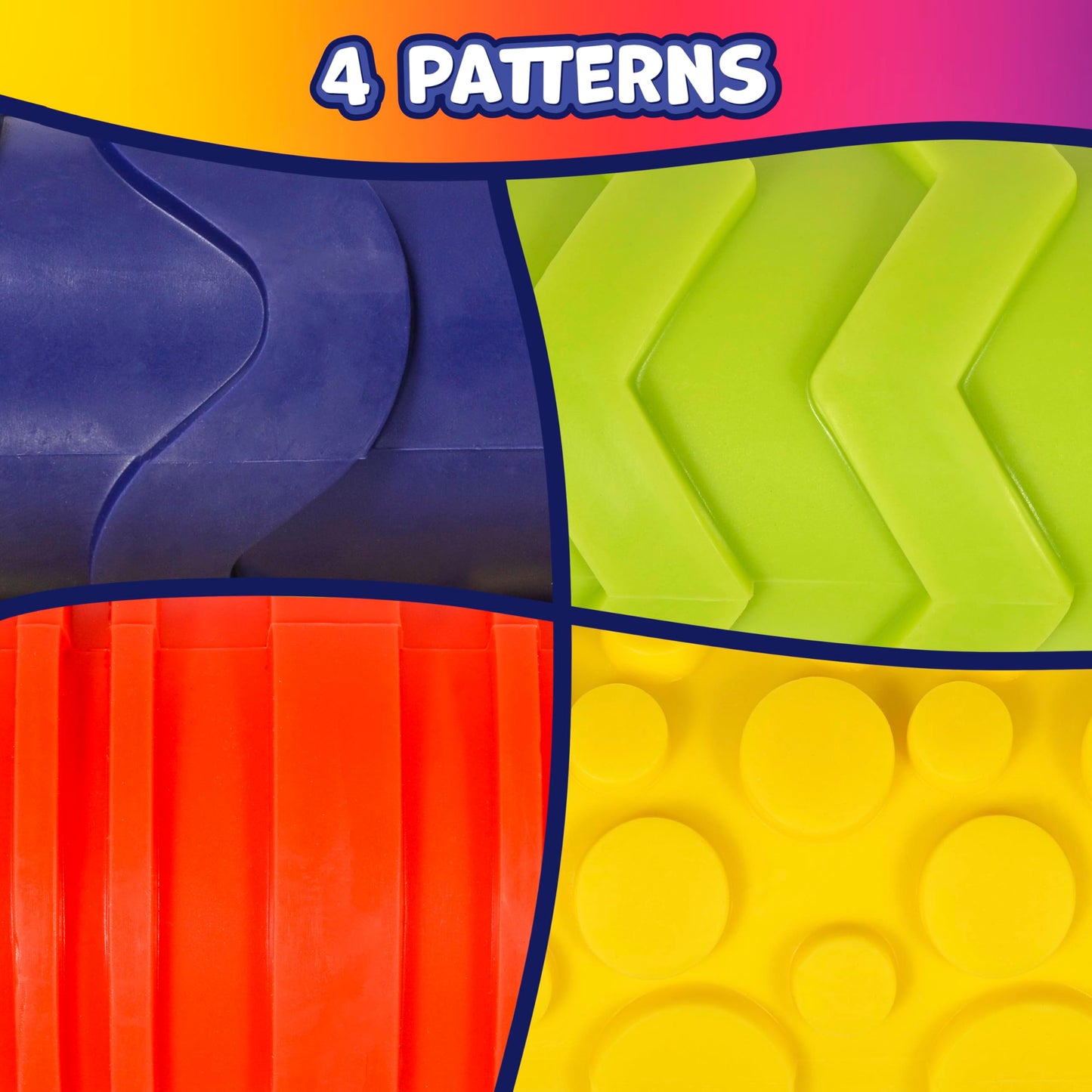 READY 2 LEARN Paint and Dough Texture Rollers | Set of 4 | Patterned Rolling Pins for Kids | Play Dough Accessories and Art Tools