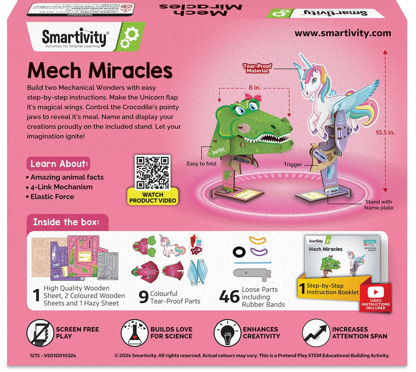 Smartivity Mech Miracles - Magical Unicorn & Cute Crocodile for Girls Ages 6,7,8,9,10,11,12 Years I DIY Craft Kit | Christmas, Birthday Gifts for Boys & Girls