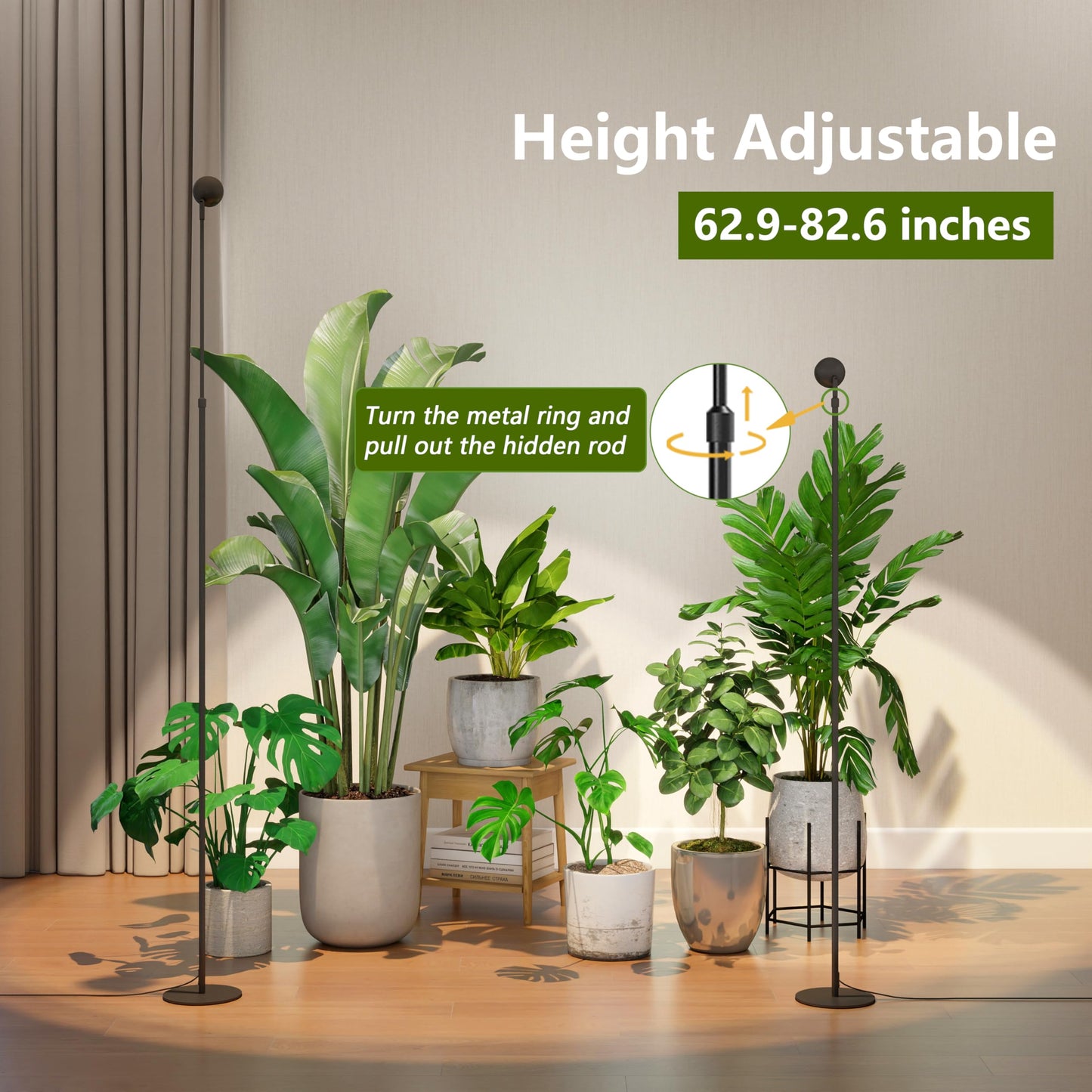 LYCereal Standing Grow Light with Timer 4/8/12H, 20W Full Spectrum Vertical Grow Lights for Indoor Plant Growing, Wide Coverage, 5.24FT to 6.88FT Height Adjustable, Ideal for Large Tall Plants