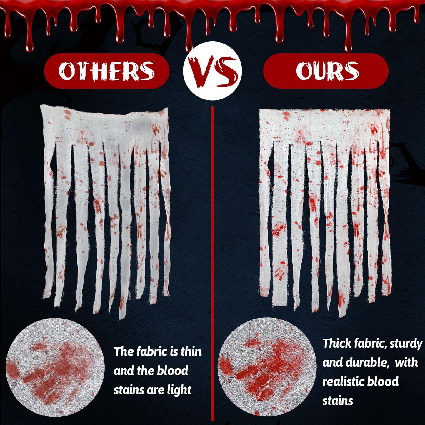 2 Pack Creepy Cloth Door Curtains with Bloody Hand Prints - Scary Halloween Decorations for Indoor & Haunted Houses
