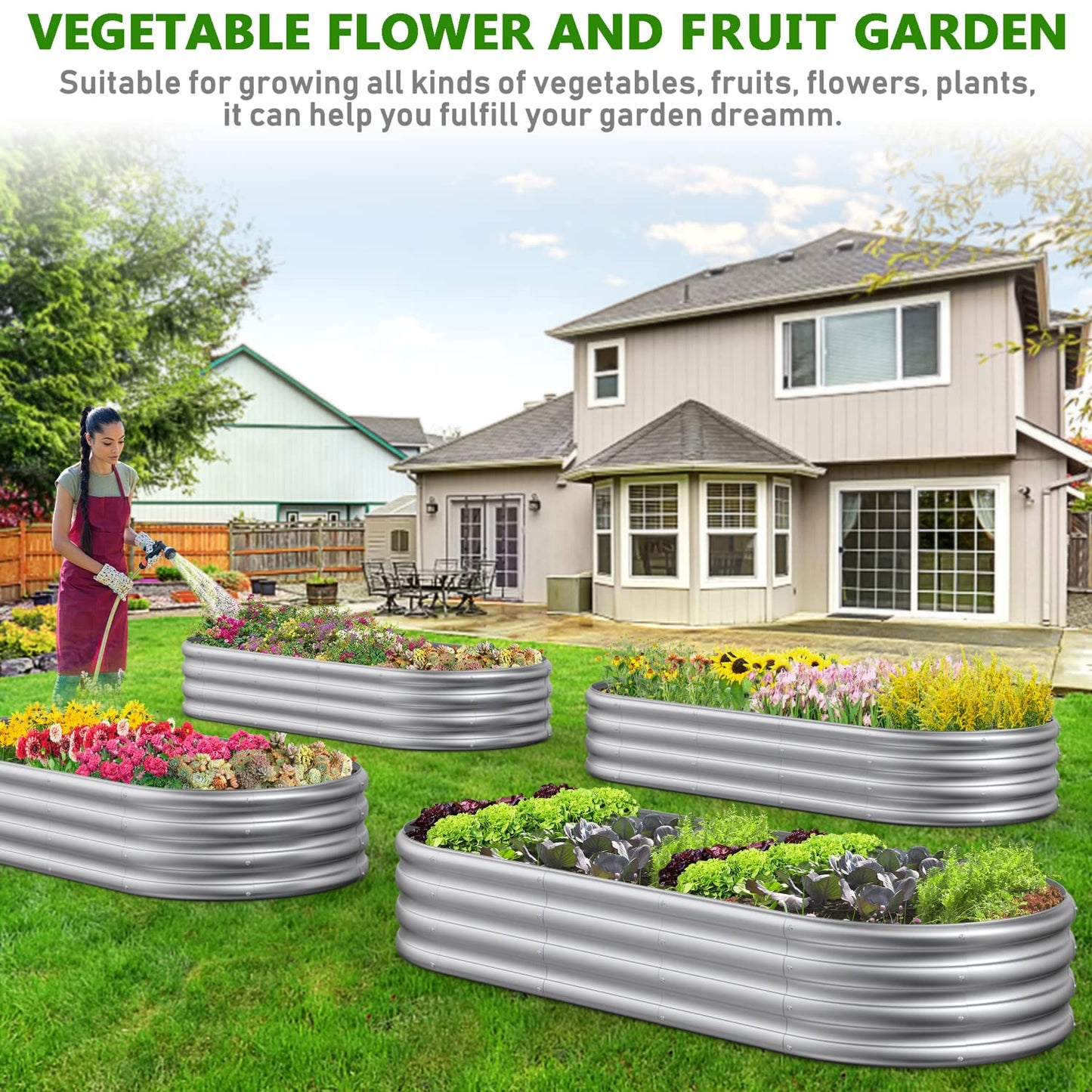 Mostmahes 6x2.3x1ft Raised Garden Bed for Flowers, Outdoor Raised Planter Box, Backyard Raised Garden Bed for Plant