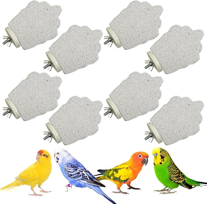 PINVNBY 3 PCS Bird Perches Calcium Parrot Perch Stand Bird Beak Grinding Stone Foot Claws Trimmer Multiple Colors Parakeets Chewing Toys Bird Cage Accessories for Budgie Cockatiel Conure Lovebird
