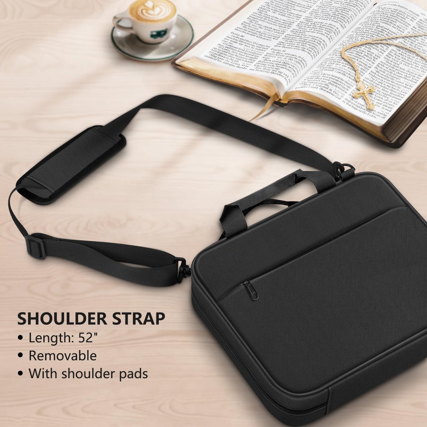 FINPAC Extra Large Bible Cover, Carrying Book Case Church Bag Bible Protective with Handle and Zippered Pocket, Gift for Men Women, Black