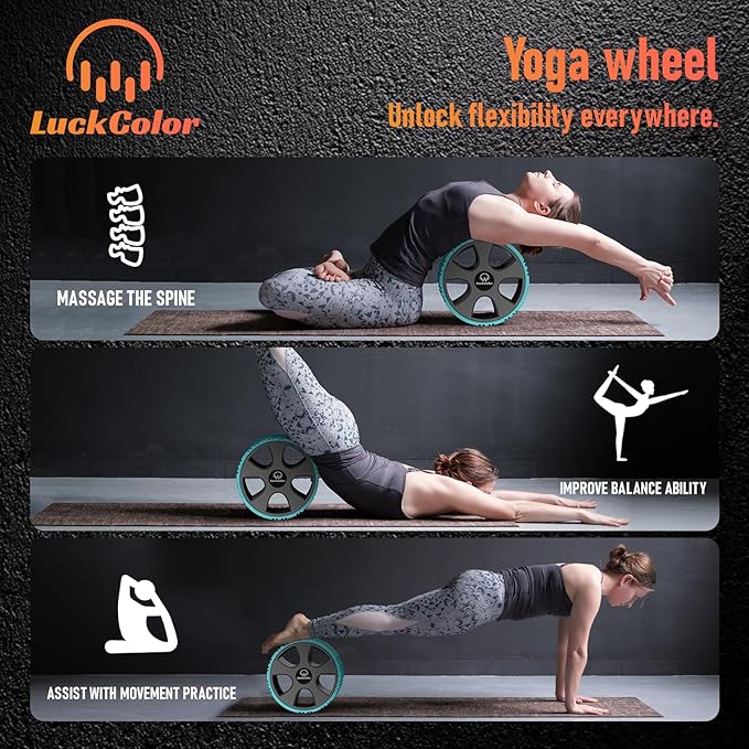 Back Roller Wheel for Deep Tissue Massage,Yoga Wheel for Back Pain & Stretching, Comfy Deep Tissue Massage Roller for Back,Spine Alignment & Tension Relief