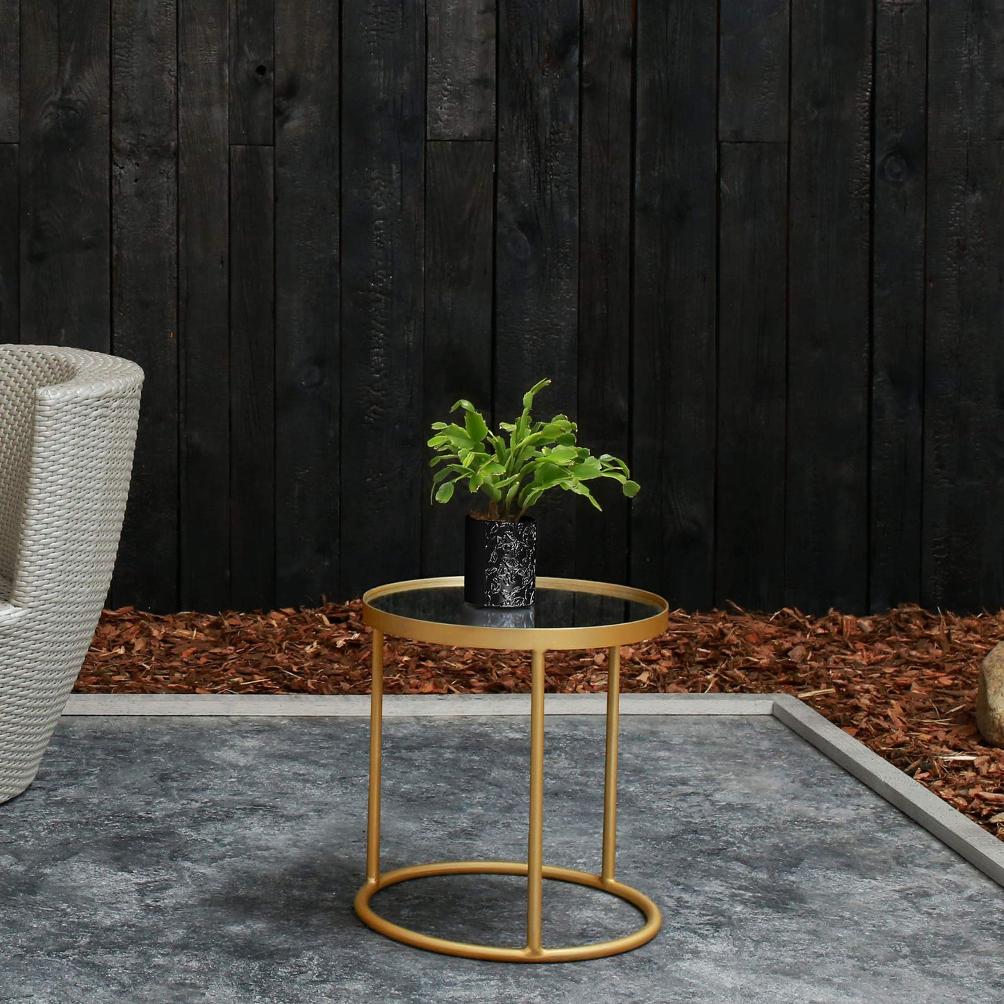 CONCRETTE Flower Pot, Black Metallic, 11x9x9 cm