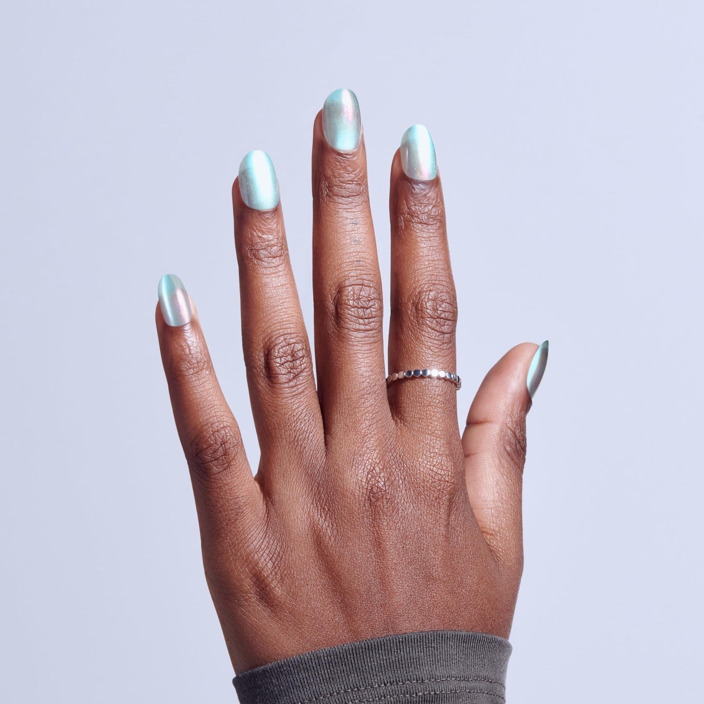 Kiss Glam, Press On Nails, Nail glue included, 'Celestique', Blue, Short Size, Round Shape, Includes 32 Nails, 2g Glue, 1 Manicure Stick, 1 Mini File