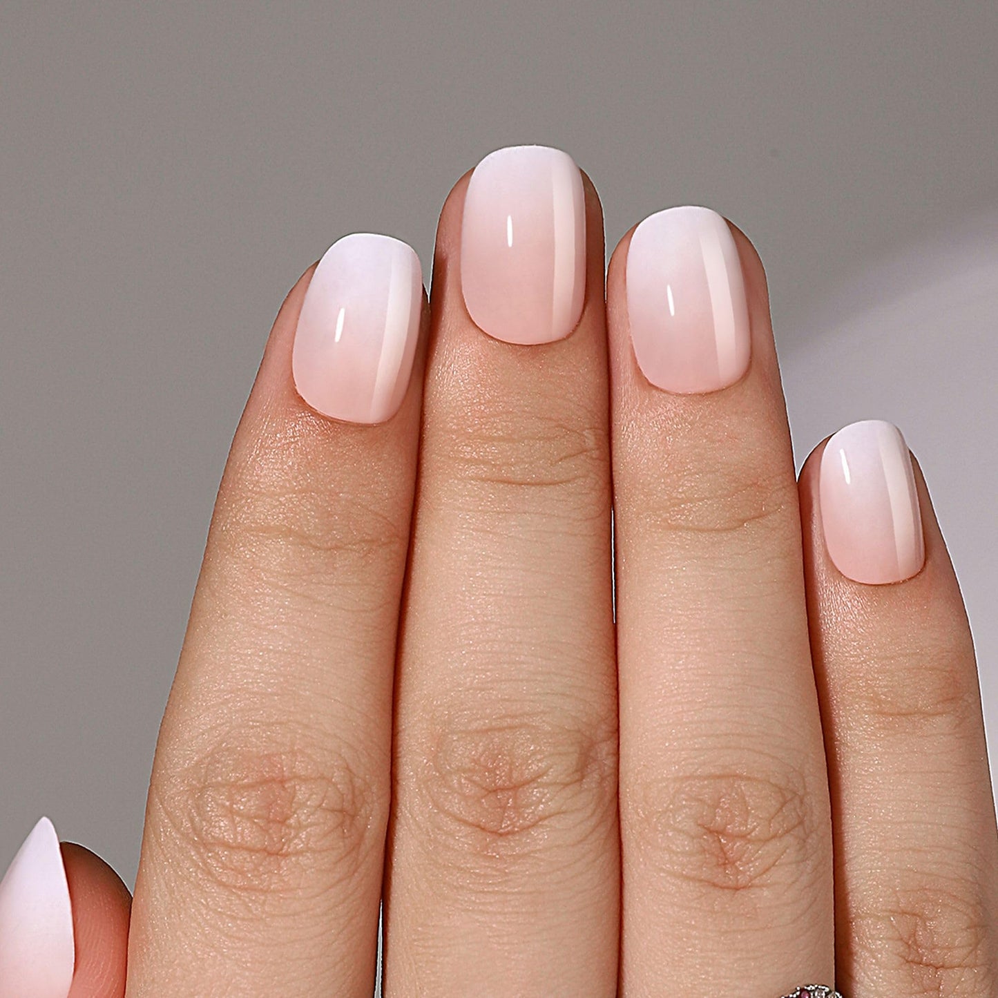 RTKHFZE Press On Nails Short - Soft Gel Ombre Pres on Nails Square Short Gel Fake Nails with Nail Glue,Fit Perfectly,16 Sizes - 32Pcs Reusable False Nails Tips Kit