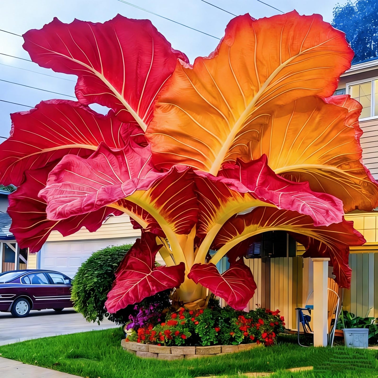 FEWSDVBX Elephant Ear- (Excellent Display) Mix Color/Tropical Foliage/Easy Grow for Outdoor Gardens (6)