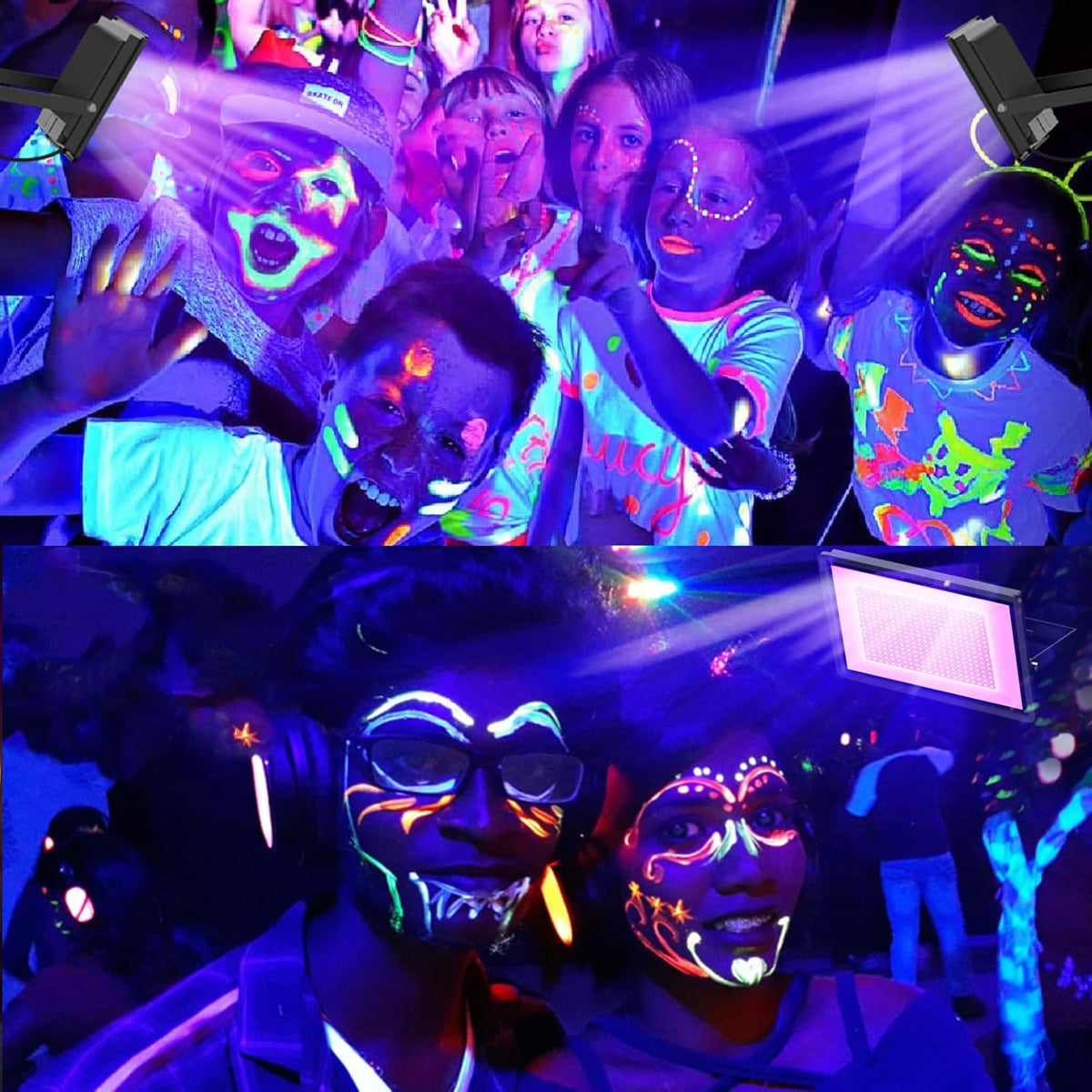 Black Lights 500W LED Black Flood Light with Plug(6ft Cable) for Body Paint, Fluorescent Poster, Neon Glow in The Dark Night
