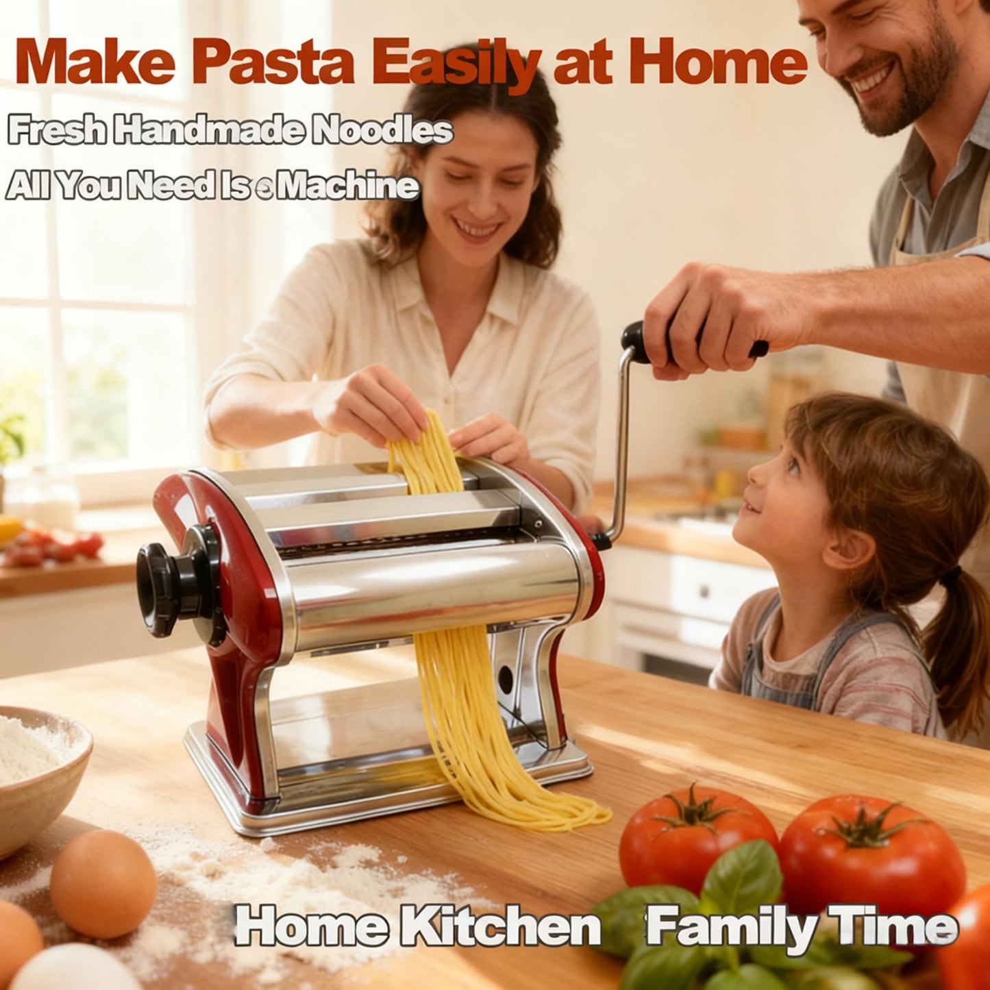 SHILINTONG Manual Pasta Maker Machine - Noodle Machine Dough Roller Hand Crank,No Disassembled-2/4mm Width Noodle/0.3-5mm Thickness Dough
