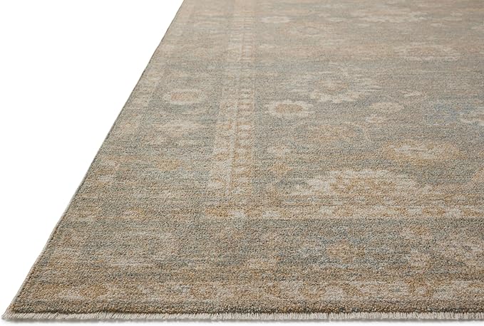 Loloi Chris Loves Julia Louisa Collection LOI-04 Lagoon/Ivory 5'-3" x 7'-6", .38" Pile Height, Area Rug