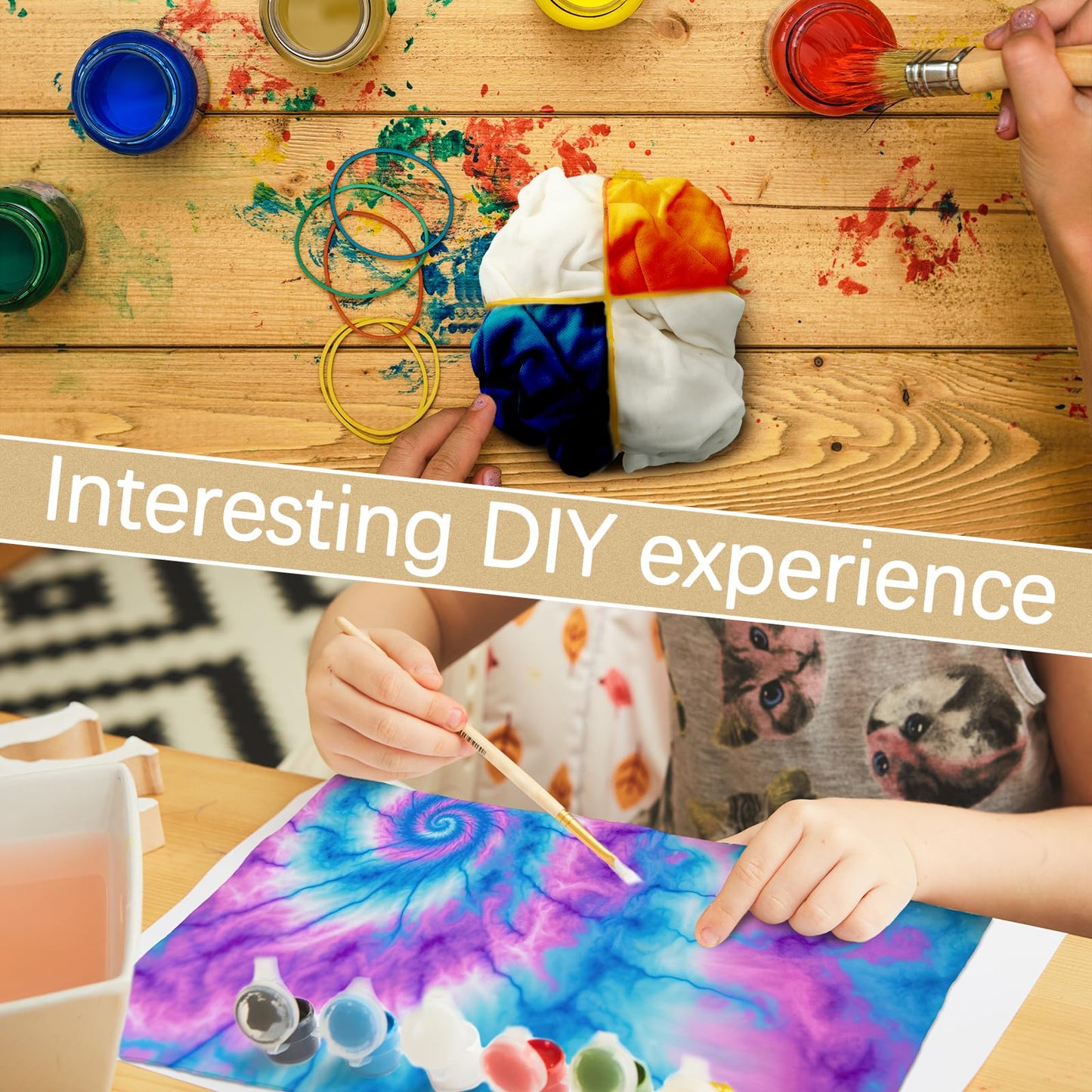 Saintrygo 12 Pieces 12/6 Pcs Tie Dye Cotton Drawstring Bags Sublimation Blank Backpack White Canvas Bags Kid DIY Items for Party Favors (Beige)