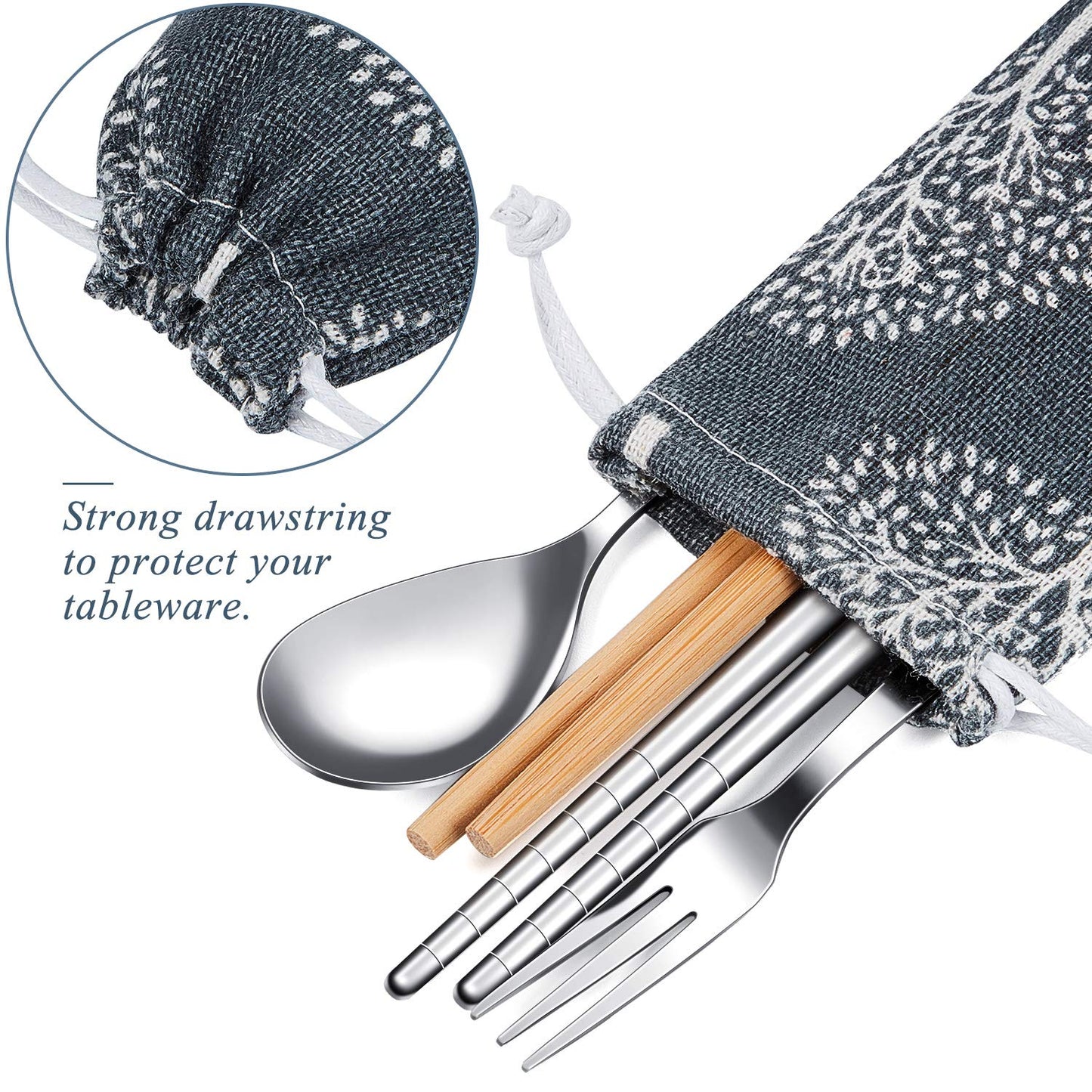 Outus 20 Pieces Straw Carrying Case Chopstick Case, Reusable Utensil Pouch Portable Travel Canvas Bag for Straws, Knife, Fork, Spoon, Chopsticks