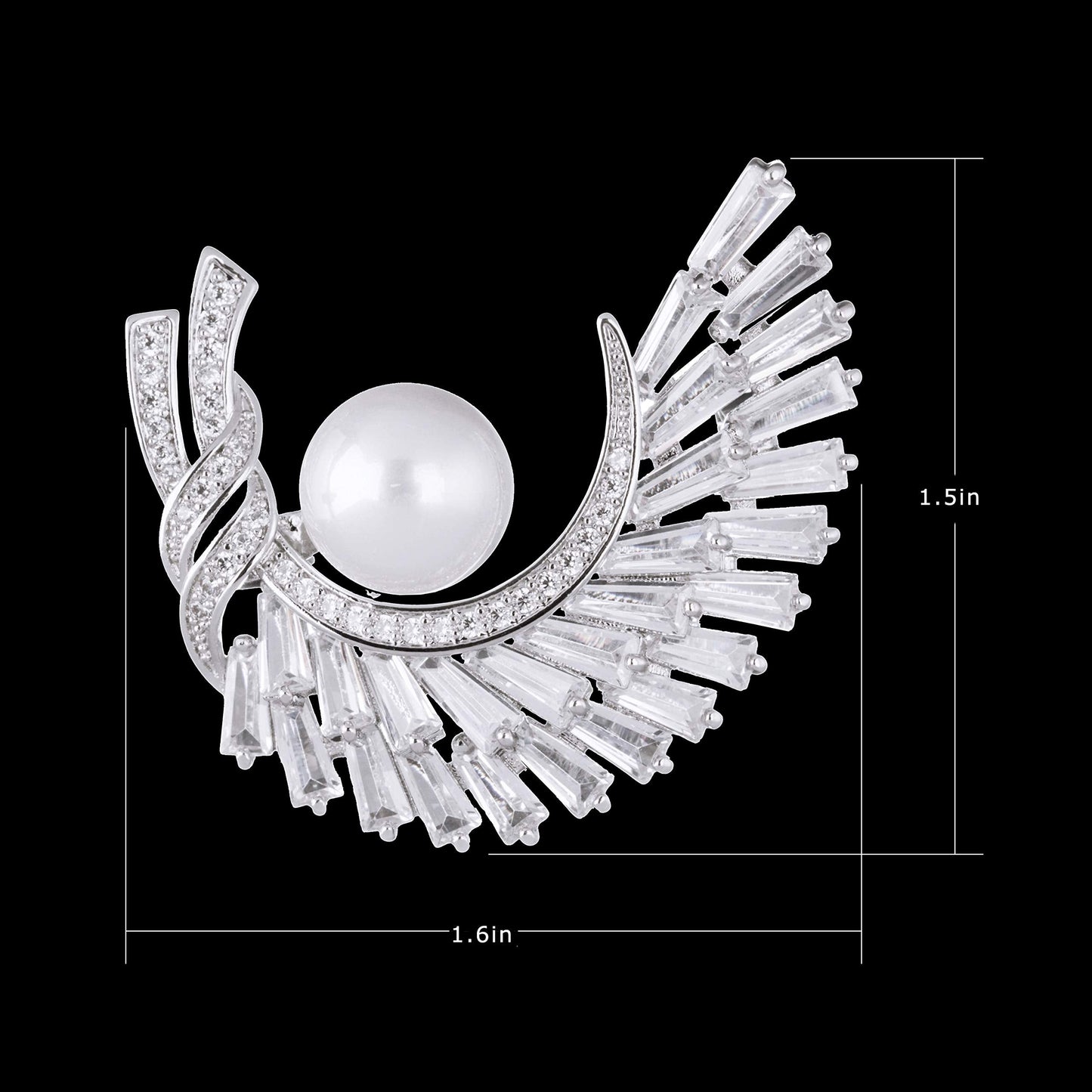 SinglinArt Brooches for Women Girls Flower White Rhinestone Crystal Pin Jewelry
