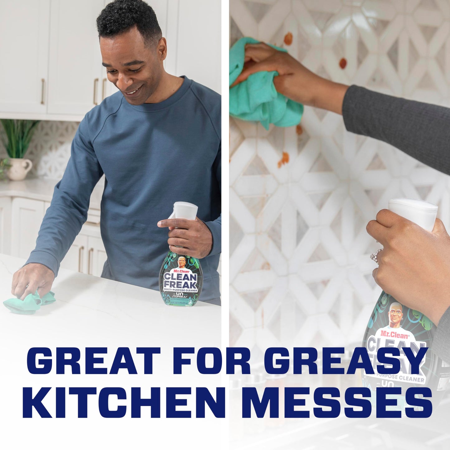 Mr. Clean Clean Freak Multi Surface Cleaning Spray, Deep Cleaning Mist Starter Kit and Refill Bundle, Unstopables Fresh Scent, 64 fl oz