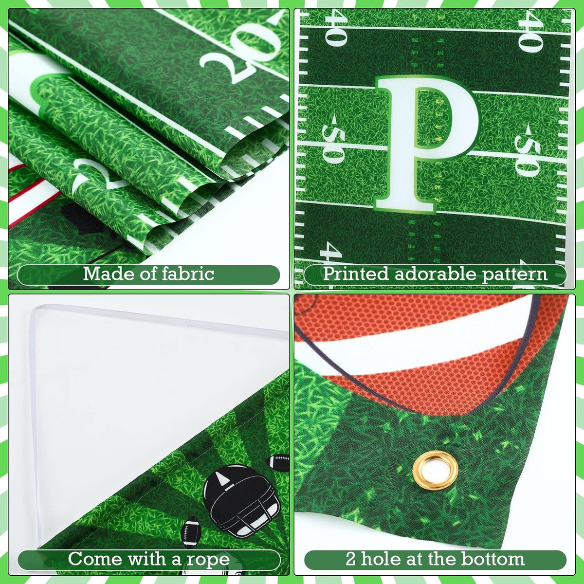 Batiyeer Football Porch Sign Banner Football Bowl Sports Fan Supplies Themed Boy Party Favors Photo Booth Props Wall Hanging(Birthday Theme)