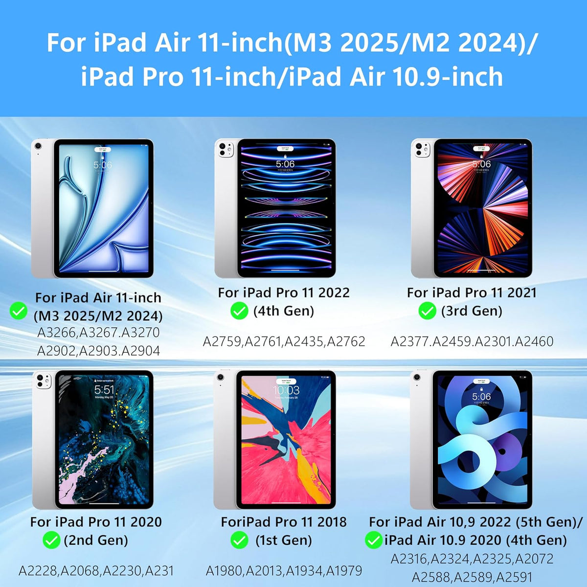 Keyboard Case for iPad Air 11-inch (M3 2025 / M2 2024) & iPad Pro 11 inch(1st/2nd/3rd/4th Generation)，Magic Magnetic Backlit Keyboard Case with Multi-Touch Trackpad- Easy-Set Floating Cantilever Stand