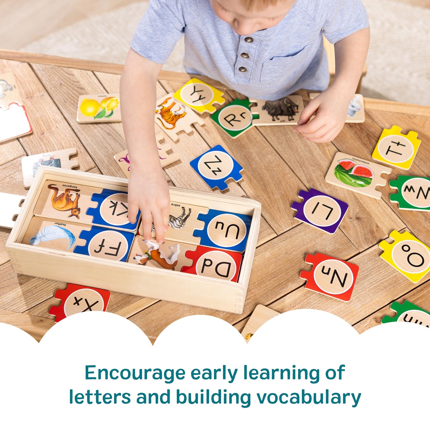 Melissa & Doug Self-Correcting Alphabet Wooden Puzzles with Storage Box (52 pcs) ABC Puzzles, Wooden Alphabet Puzzle for Kids Ages 4+