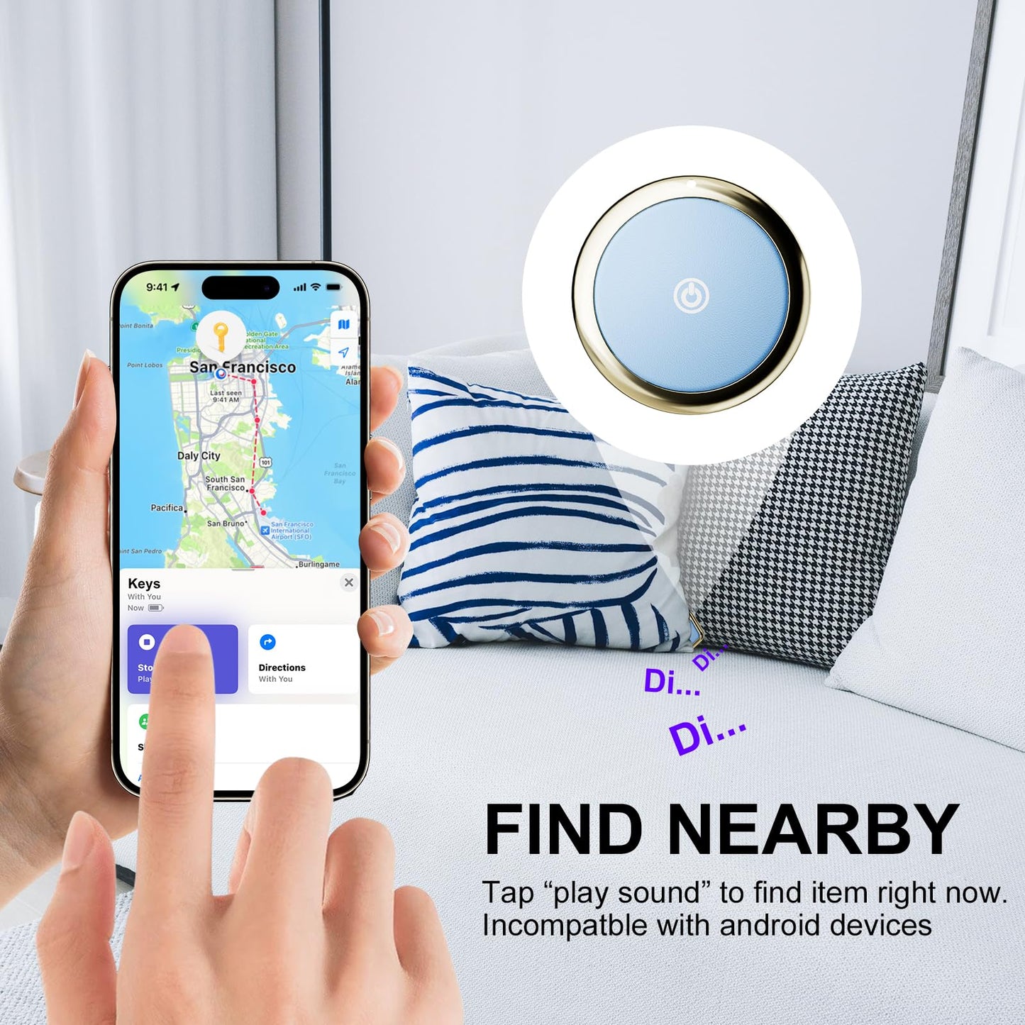 Air Tag Tracker Works with Apple Find My(iOS Only) (Light Blue)
