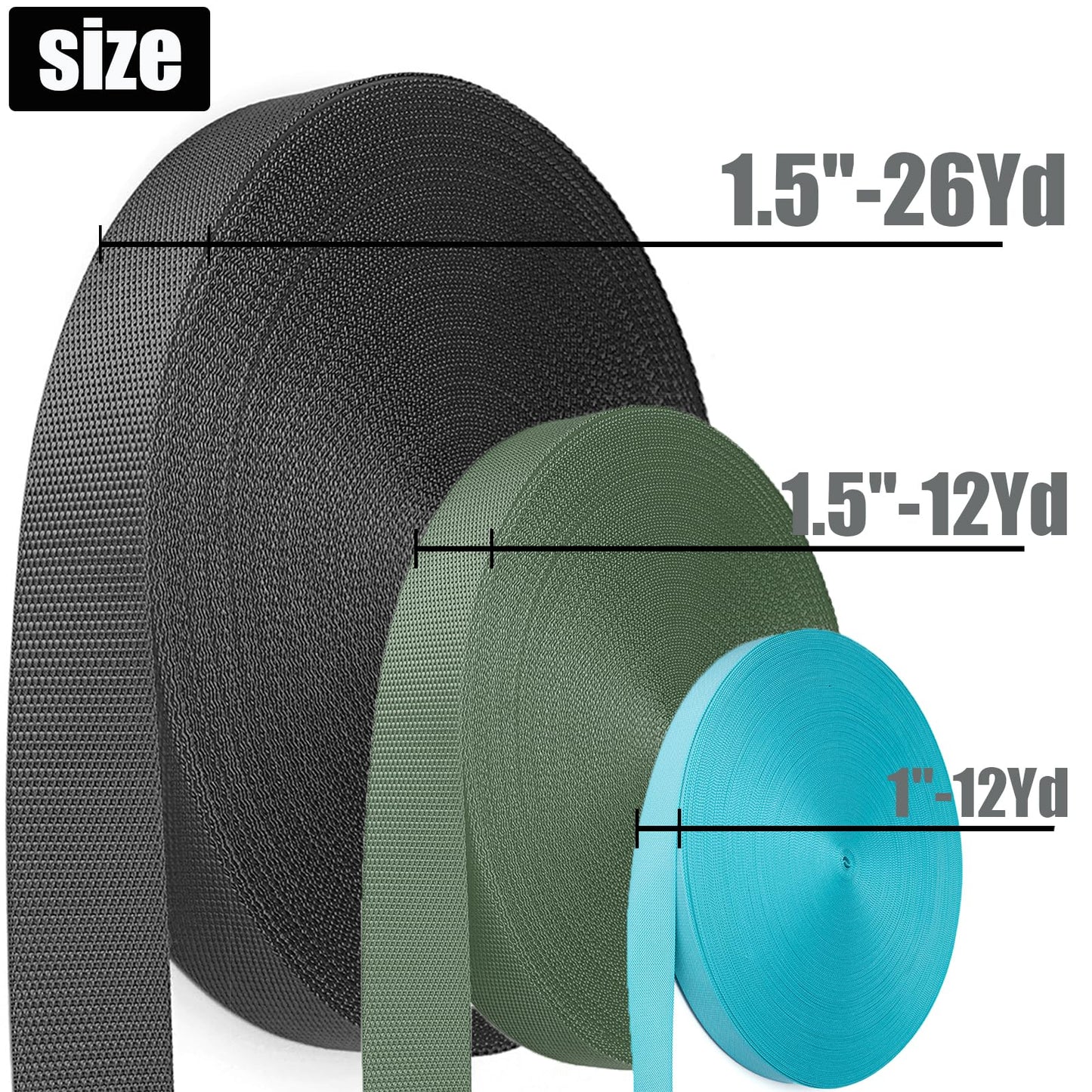 Heavy Duty Nylon Webbing Strap - 1.5 Inch, 12 Yard, Durable for Indoor/Outdoor Gear, DIY Crafting & Repairing (Fluorescent Green)