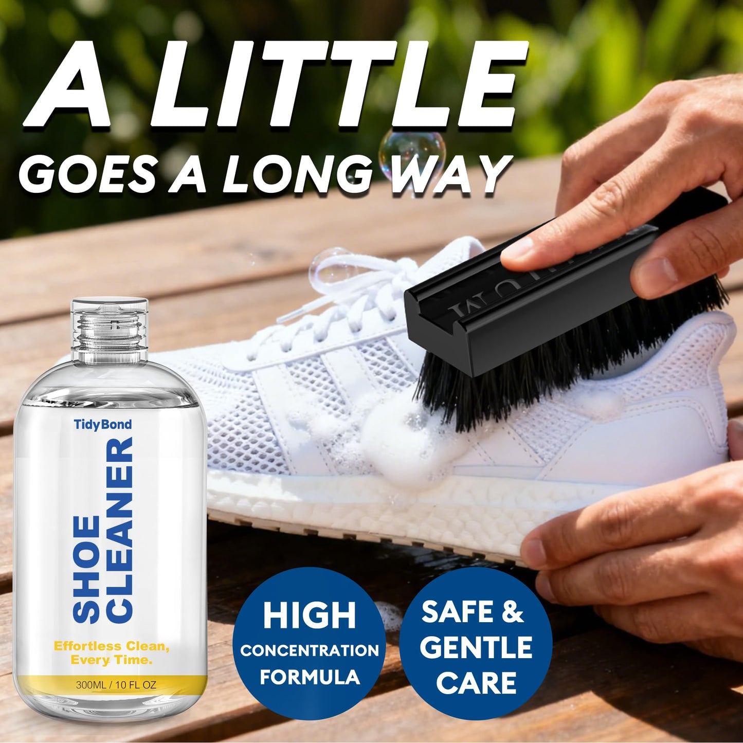 Tidybond Shoe Cleaner Kit for Sneakers – 10.6oz Premium Shoe Cleaning Set with 3 Brushes & Microfiber Towel, Sneaker Cleaner for White Shoes, Boots, Leather, Suede, Canvas, Mesh, PU & Fabric