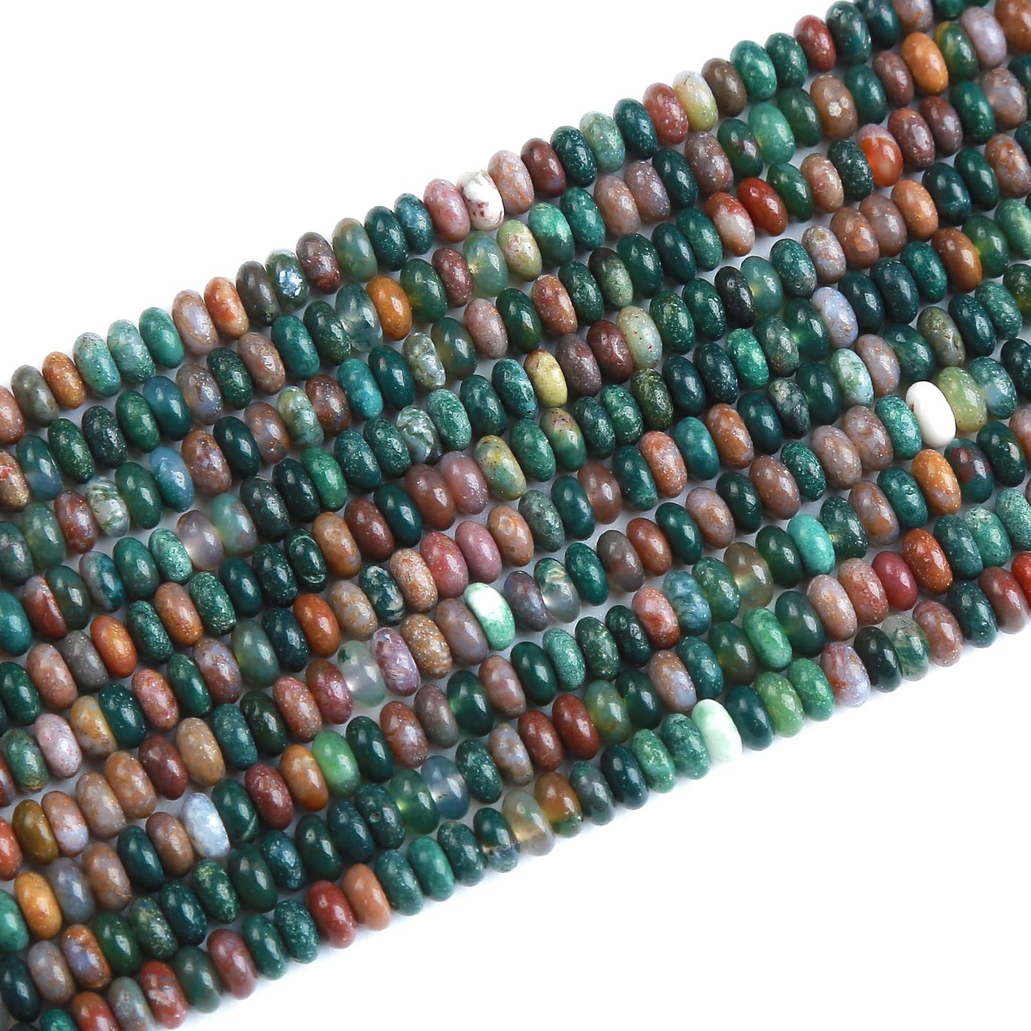 150PCS 2x4mm Natural Indian Agate Rondelle Beads Abacus Disk Stone Beads Round Loose Spacer Gemstone Beads for DIY Bracelet Necklace Jewelry Making