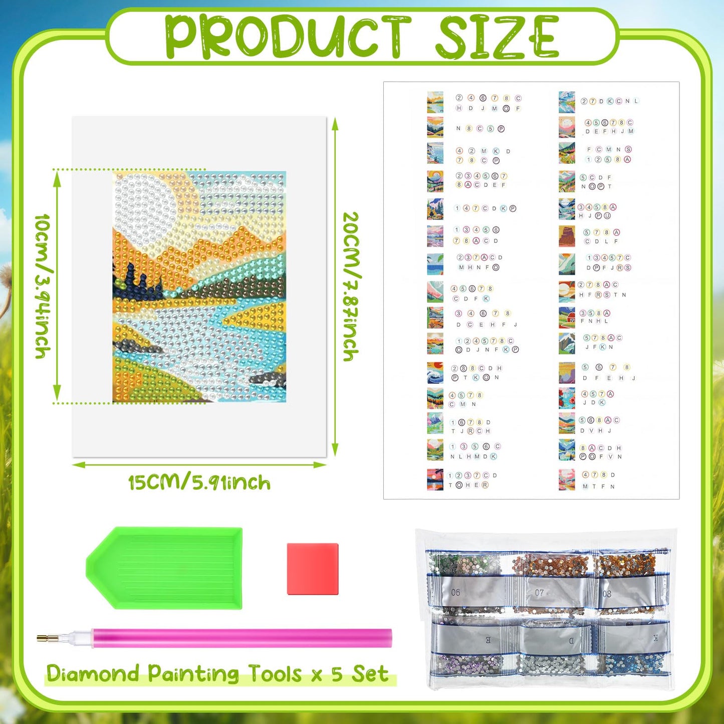 Xuhal 30 Pcs Landscape Small Diamond Painting Kits for Adults Sunrises & Sunset Mini Diamond Art Kits Mini Mountain Landscape Rhinestones Crafts with Cardboard for Home Wall Decor