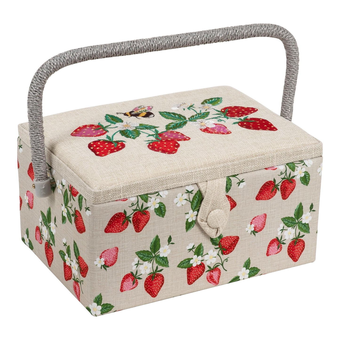 Hobby Gift Medium Sewing Box Craft Storage Box with Handle Internal Accessories Tray Pin Cushion and Pocket for Sewing Knitting and Hobby Supplies
