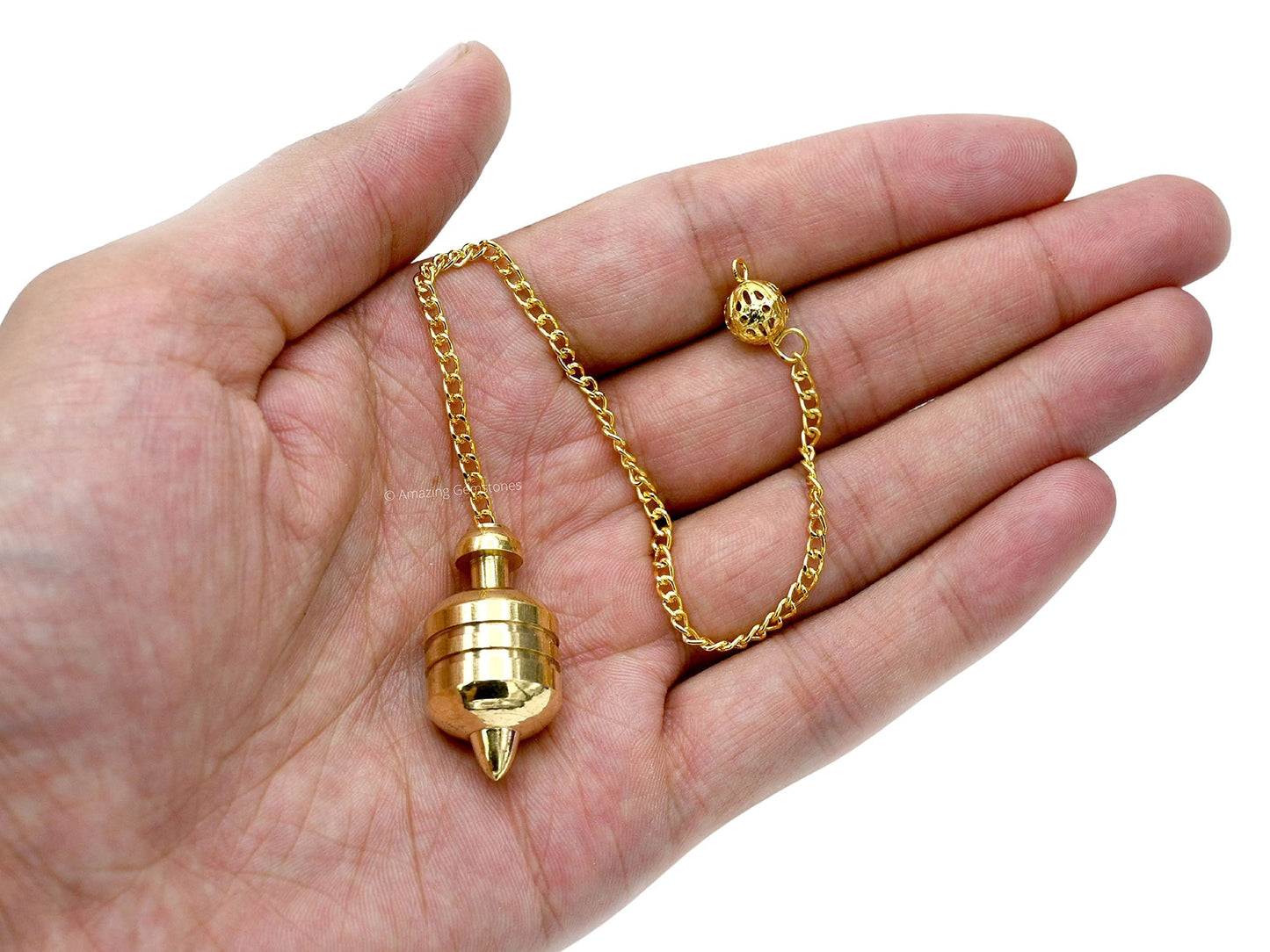 Amazing Gemstone Healing Metal Pendulums for Divination, Gold 2 Ring Drum Steel Copper Pendulum High Energy Pendulo de Bronce Pendulos de Mesa MP48