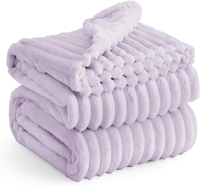 Bedsure Lavender Fog Fleece Blanket for Couch&King Size Blanket for Bed,108x90 Inches