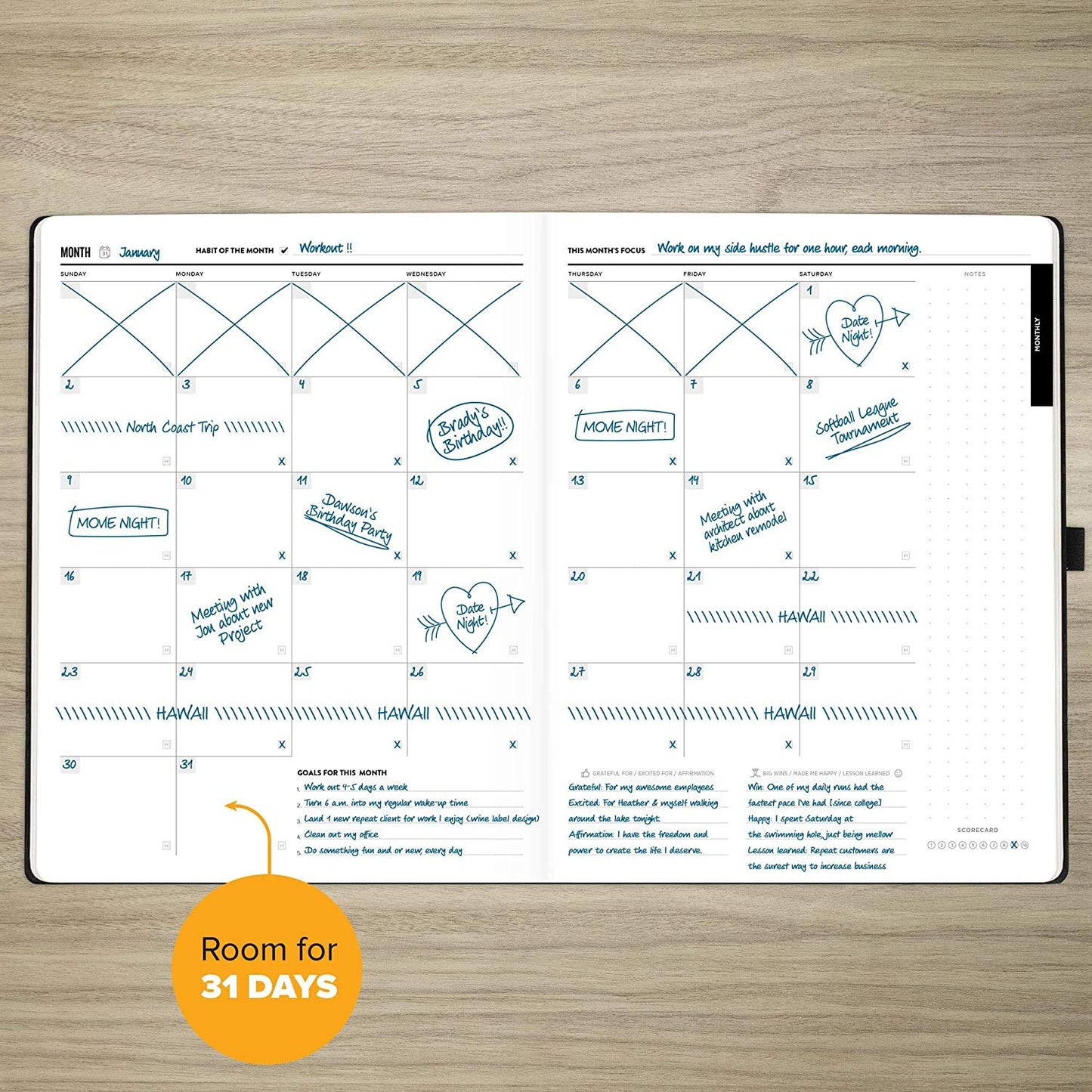 Get Stuff Done Planner for Productivity - 1 Year Undated Daily Planner, 8.5- x 11- - Sturdy & Smart Organizer for Goal Setting - Personal Organizer for Men & Women