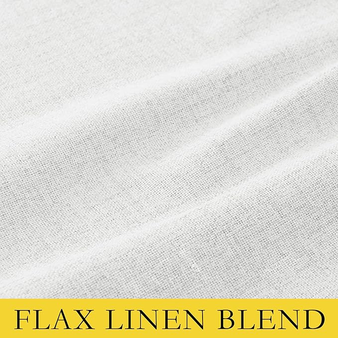 NICETOWN 100% Absolutely Blackout Linen Curtains with Thermal Insulated Liner, Greyish White, 52" Wide, 45" Length Energy Saving Curtains for Living Room 2 Panels Set, Vertical Blinds