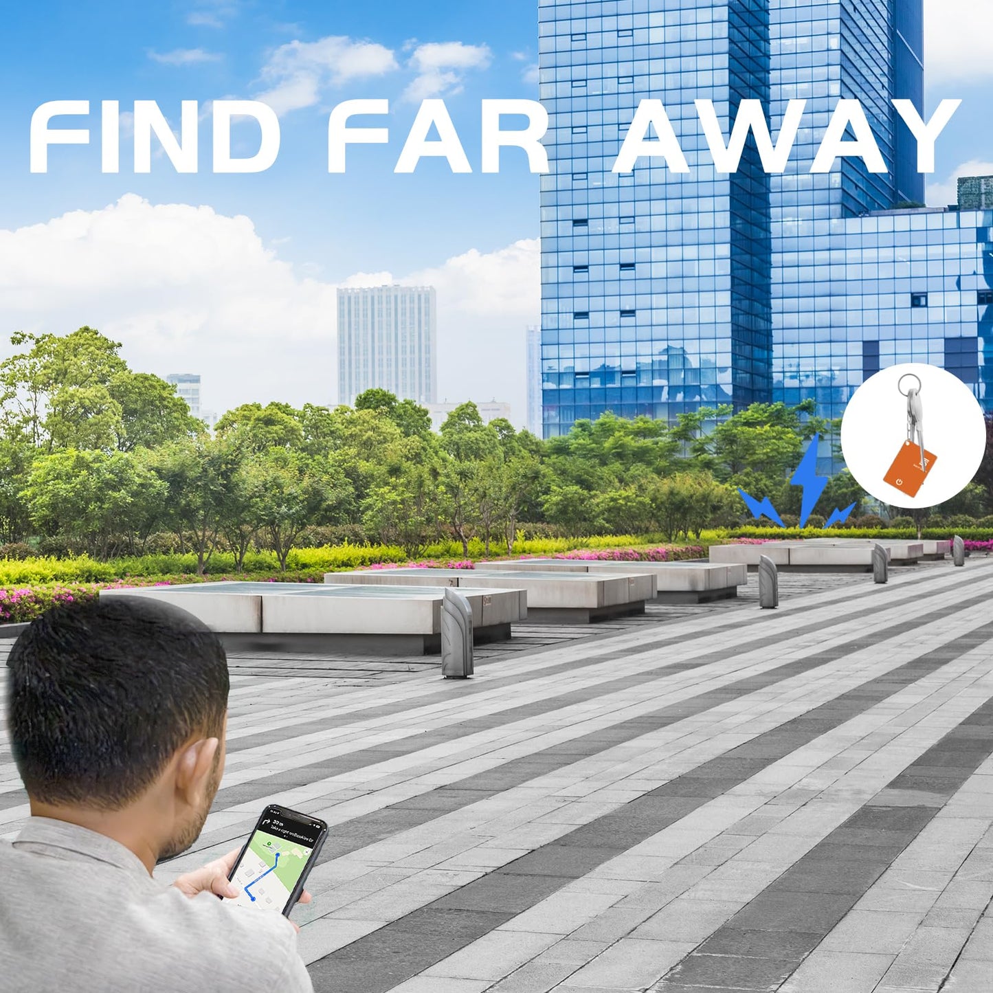 Keys Tracker Wallet Finder Card IP68 Luggage Purse Item Tracker Works with Apple Find My APP & Network with Recharge Clip (iOS Only) Orange