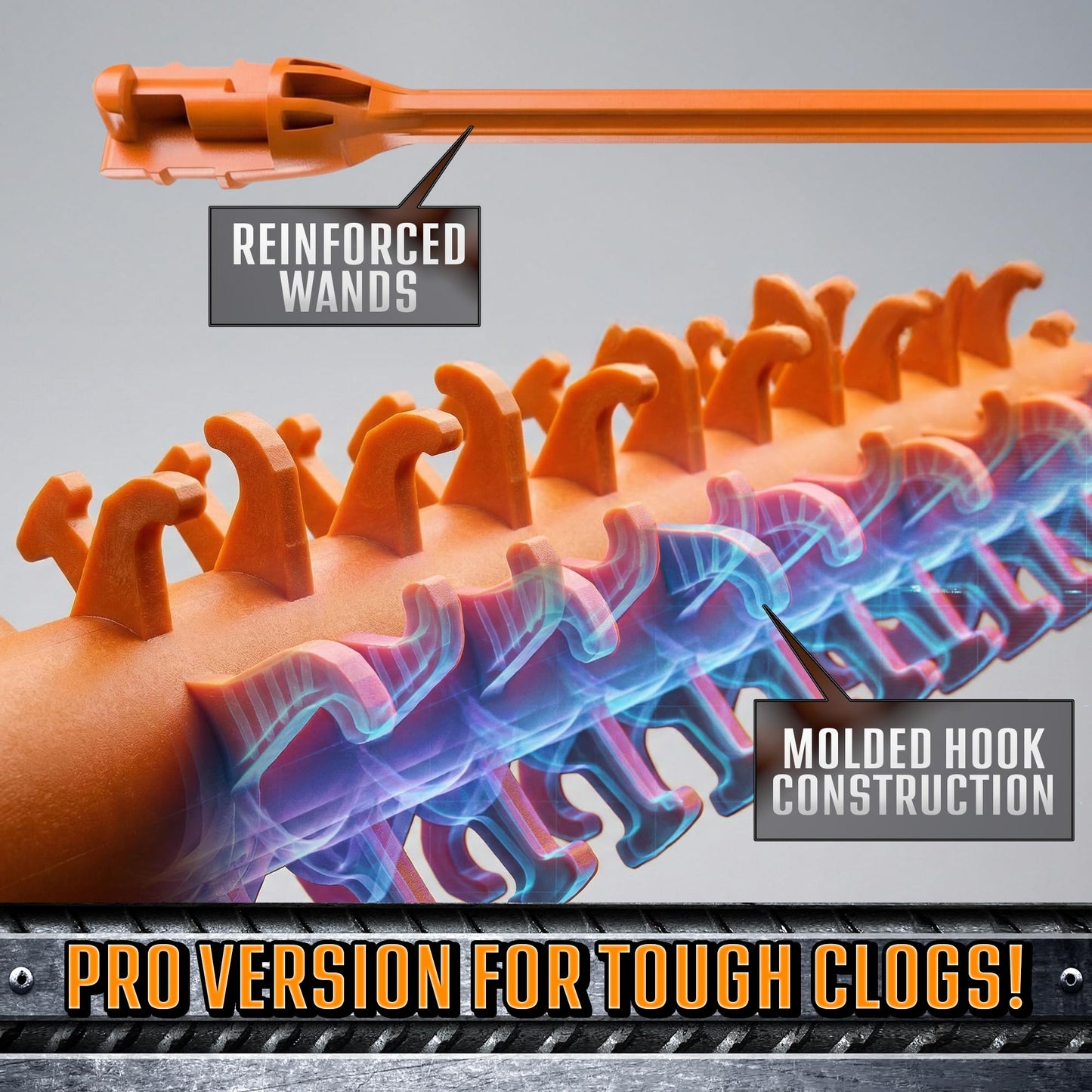 FlexiSnake Pro Drain Weasel Sink Snake Cleaner with New Molded Tip - 18″ - Drain Snake Clog Remover Tool with Rotating Handle & 5 Wand Refills - Easy to Use on Drains & Grates - Made in USA - 5-Pack